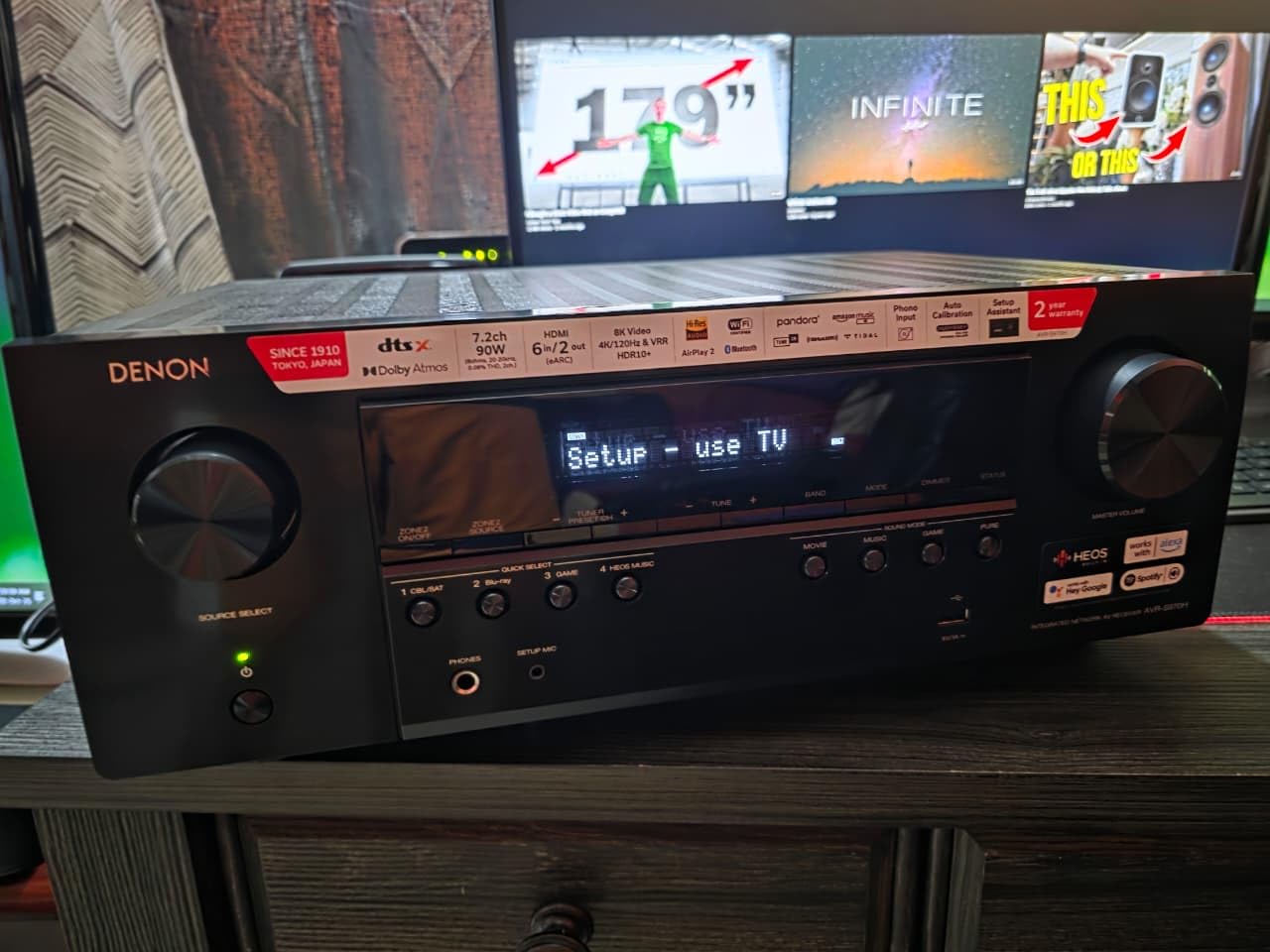 Denon AVR-S970H 7.2 Channel 8K UHD AV Receiver (90W x 7) - Dolby Atmos, DTS:X, HDR10+, Dolby Vision, HEOS Built-In, HDMI 2.1 Gaming customer photo 1