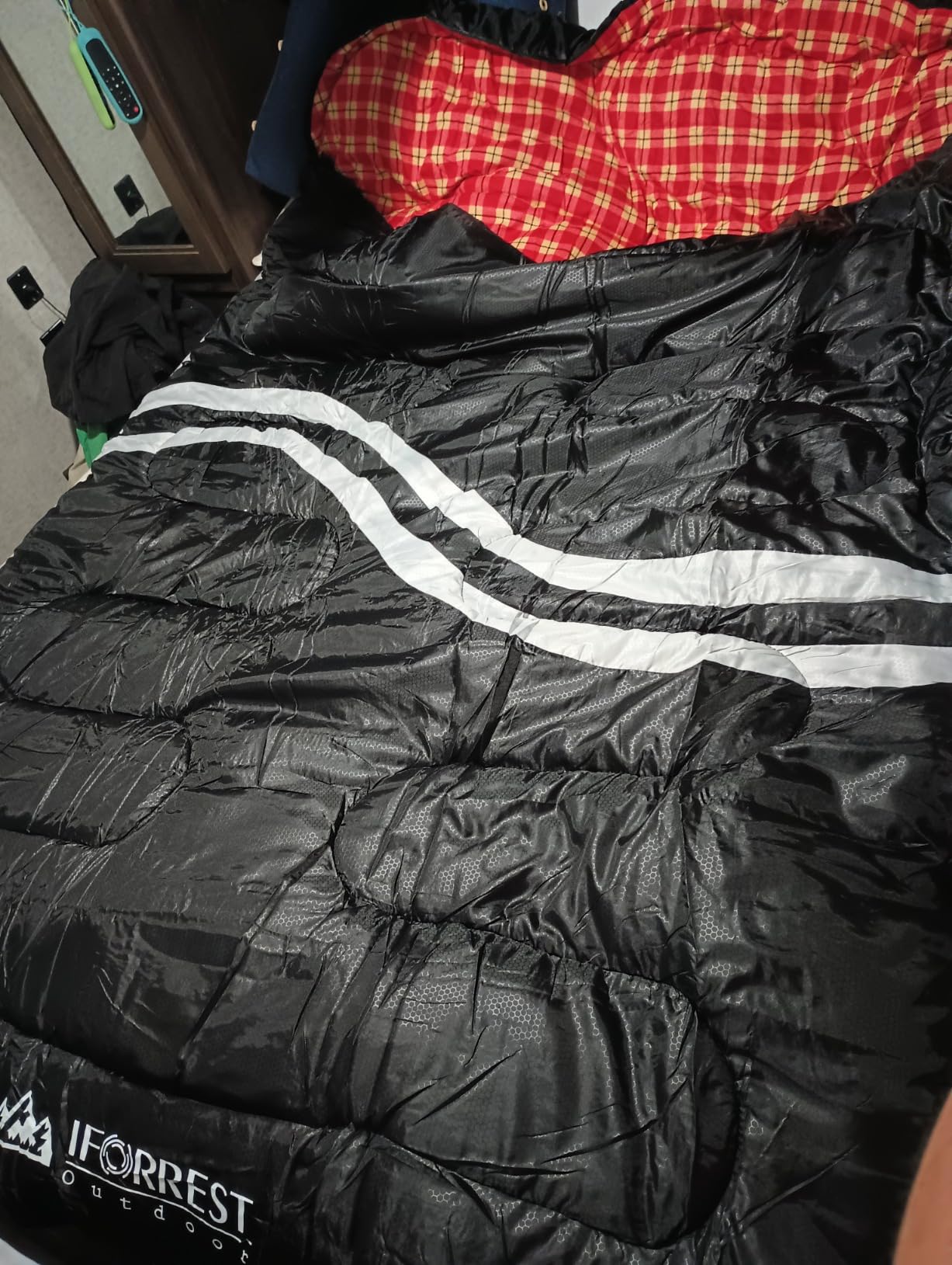 IFORREST Cotton Flannel Double Sleeping Bag for Adults - 10°F 2 Person Extra-Wide & Warm Cold Weather Camping Bed - Queen Size XXL customer photo 2