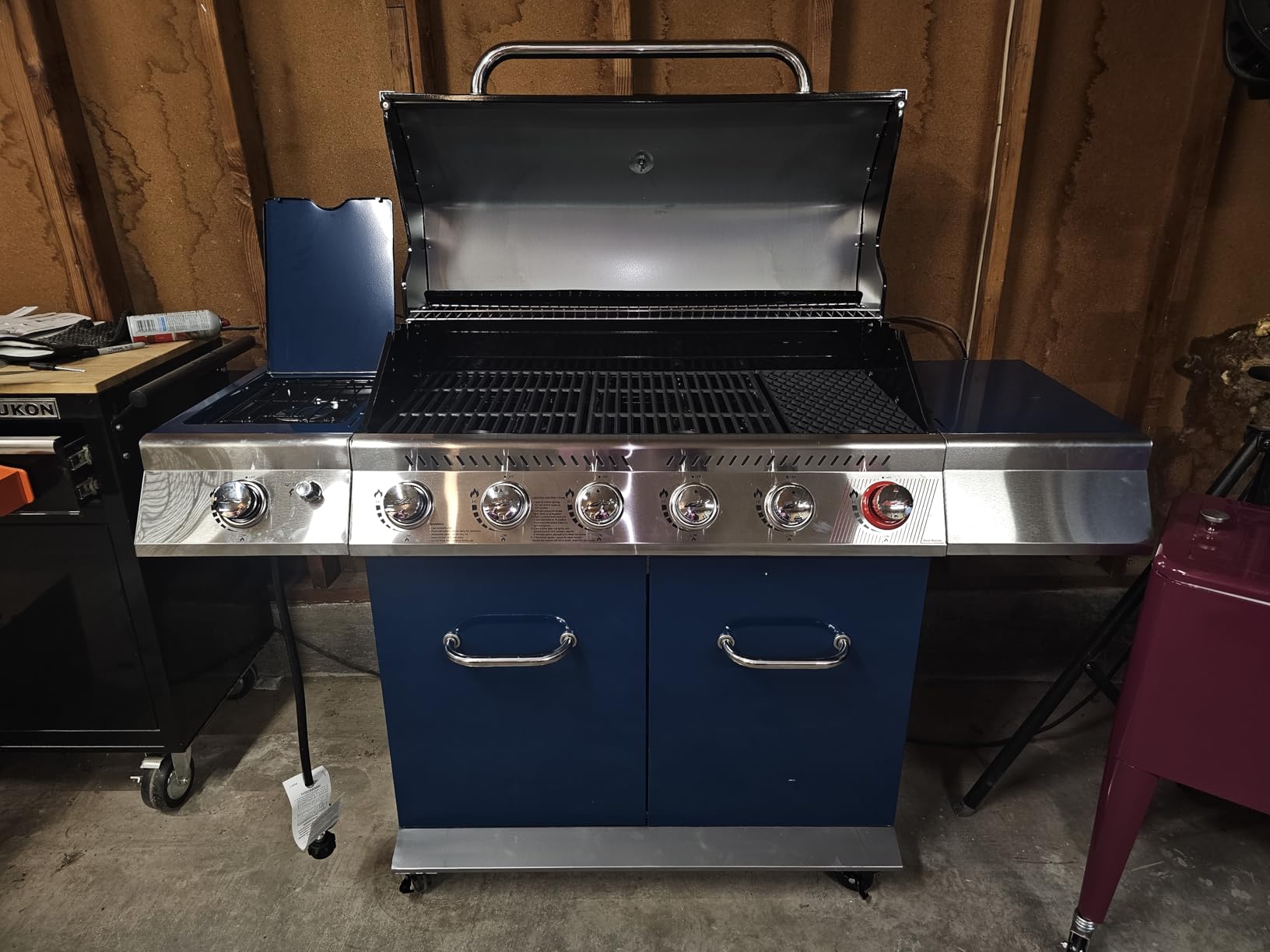 Royal Gourmet GA6402B 6-Burner Propane Gas Grill with Side Burner, Blue | 74,000 BTU | Cabinet Style Outdoor BBQ Grill customer photo 1