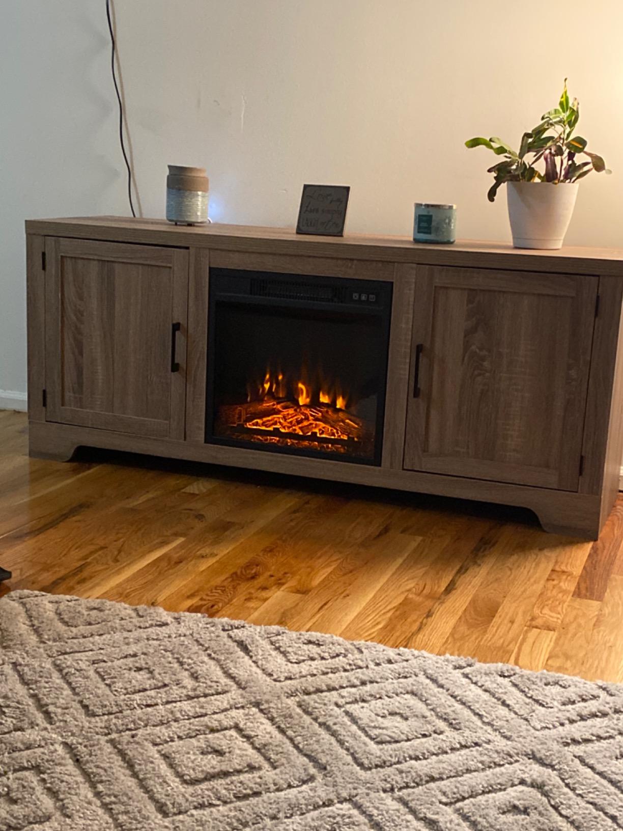 Tangkula 23 inch Electric Fireplace Insert, Recessed Fireplace w/ 3 LED Realistic Flame Effects, Remote Control, 30 Min to 6H Timer, Overheat Protection, 1400W Faux Fireplace for Bedroom Home customer photo 1