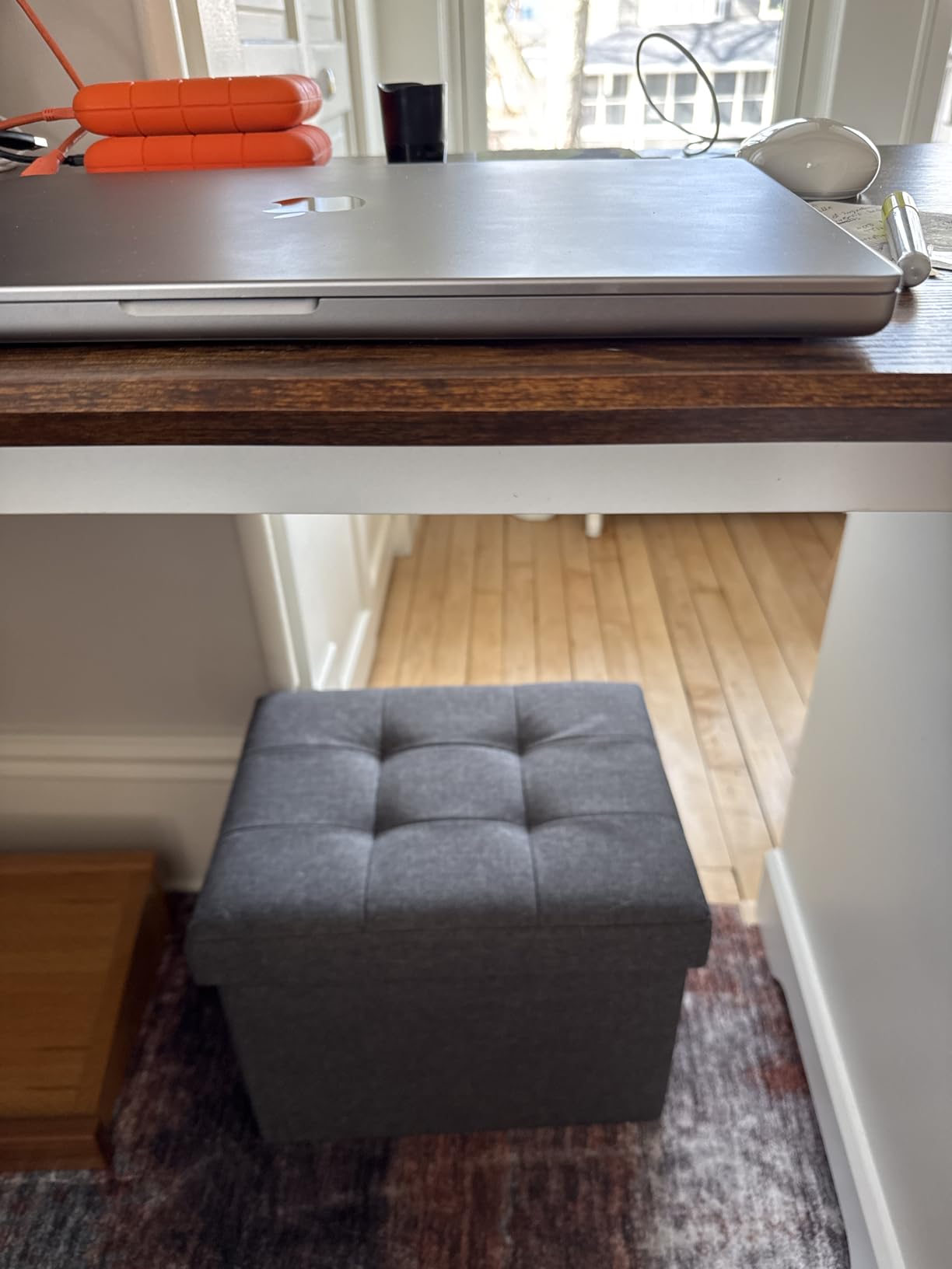 SONGMICS Small Folding Storage Ottoman, 15.8 x 12.2 x 12.2 Inches customer photo 1