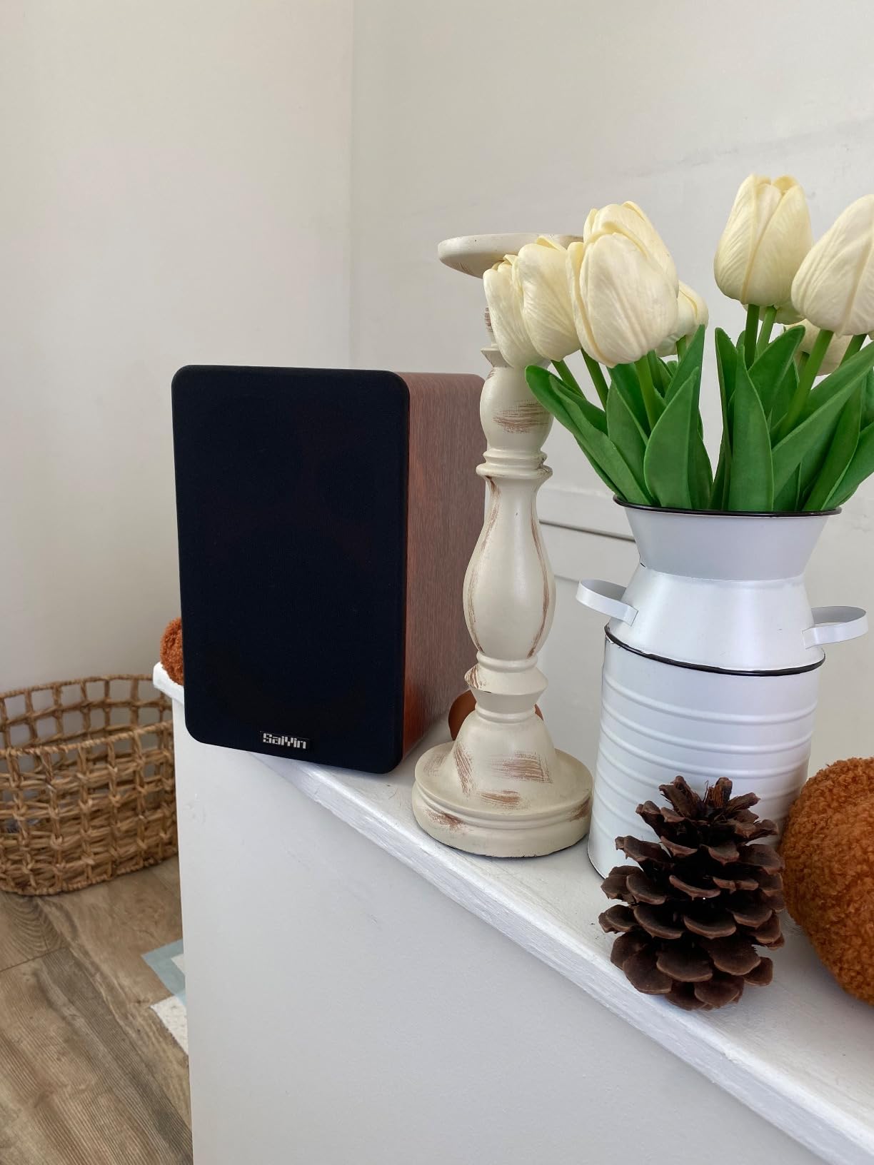 Saiyin Powered Bluetooth Bookshelf Speakers | 40W*2, 4 Inch Woofer, Bluetooth/Optical/Auxiliary/RCA Inputs, Sub Out, TV/Turntable/Record Player/PC/Computer customer photo 2