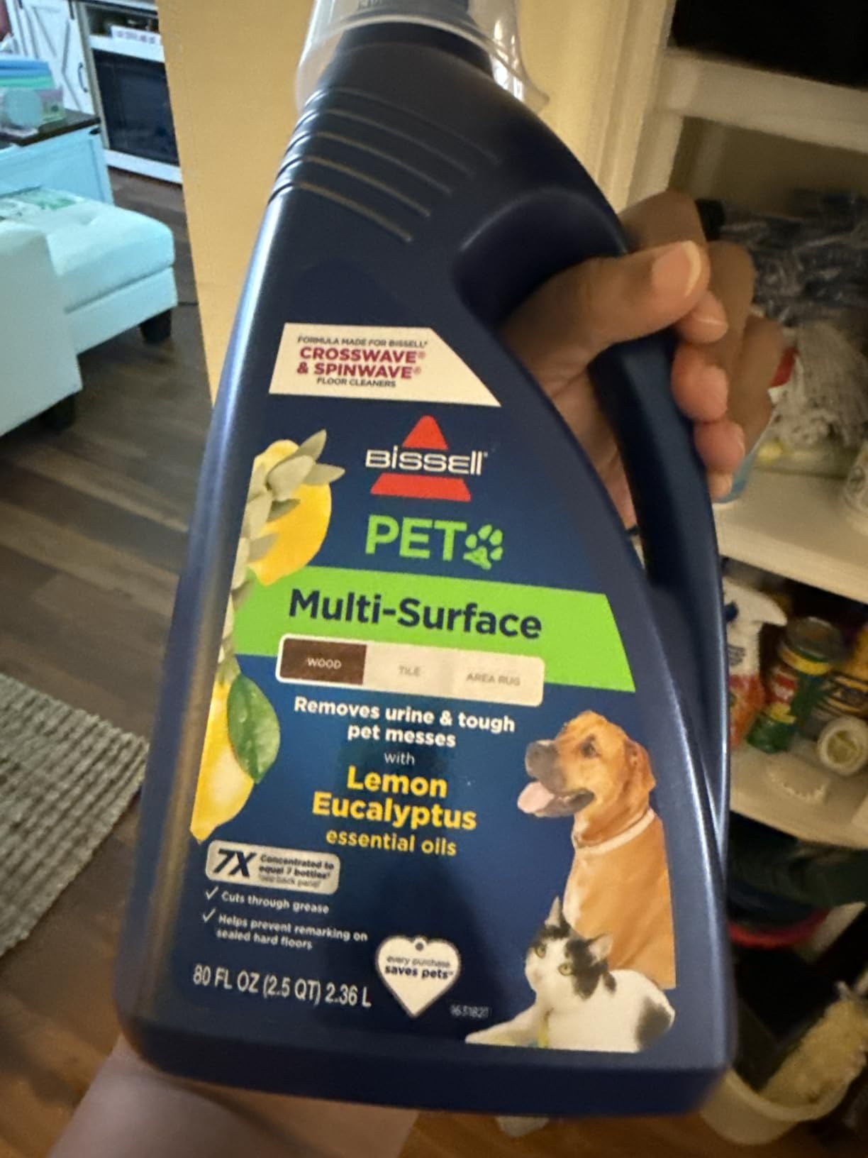 Bissell Multi-Surface Pet with Citrus, 34441, 64oz, Safe on Sealed Hard Floors and Area Rugs, Removes Tough Pet Messes and Eliminates Odors, Lemon Eucalyptus Essential Oils customer photo 1