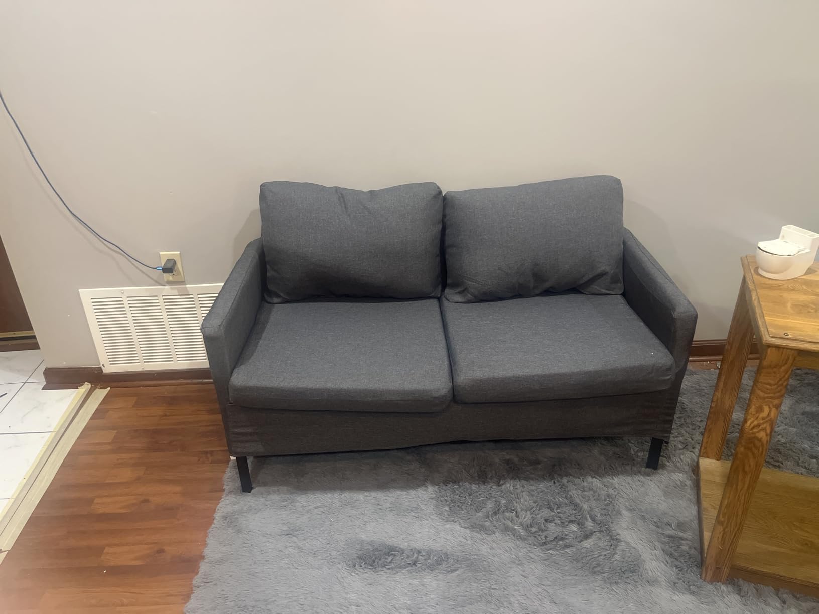 TYBOATLE 51'' Dark Grey Small Couch Loveseat, 2-Seater Linen Sofa customer photo 1