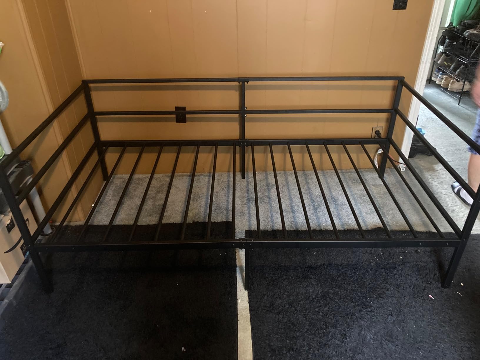 GIANTEX Metal Twin Daybed Frame, Day Bed with Metal Slat Support & 3-Sided Guardrails, 2-in-1 Space-Saving Sofa Bed for Living Room Guest Room, No Box Spring Needed, Black customer photo 1