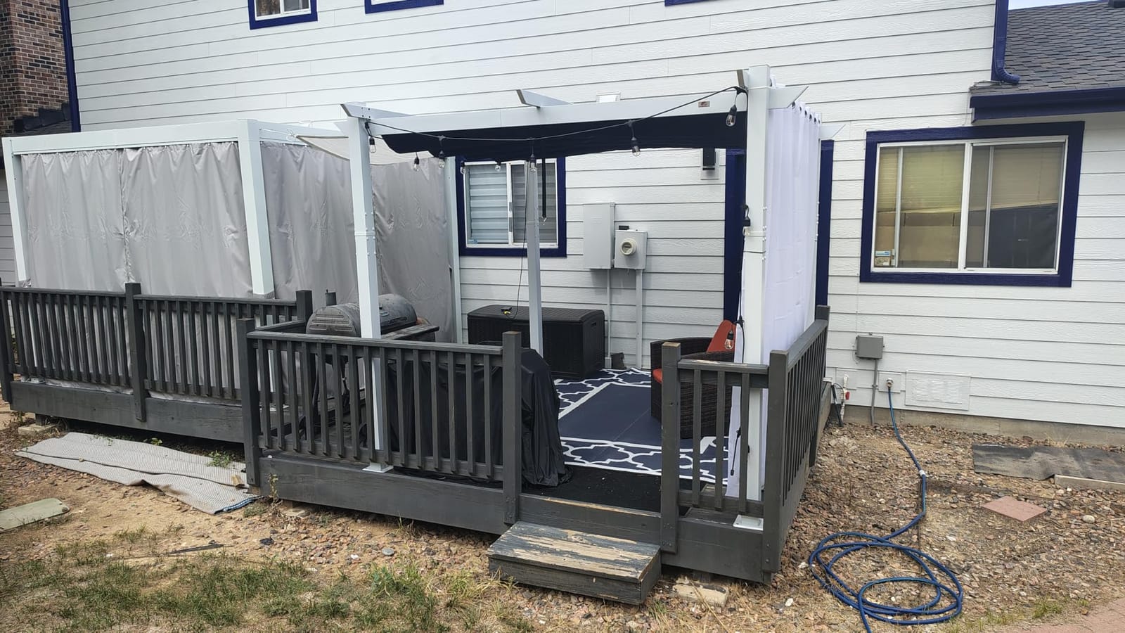 PURPLE LEAF Retractable Pergola 10' x 13' White Pergola, Extra Canopy, Grey customer photo 1