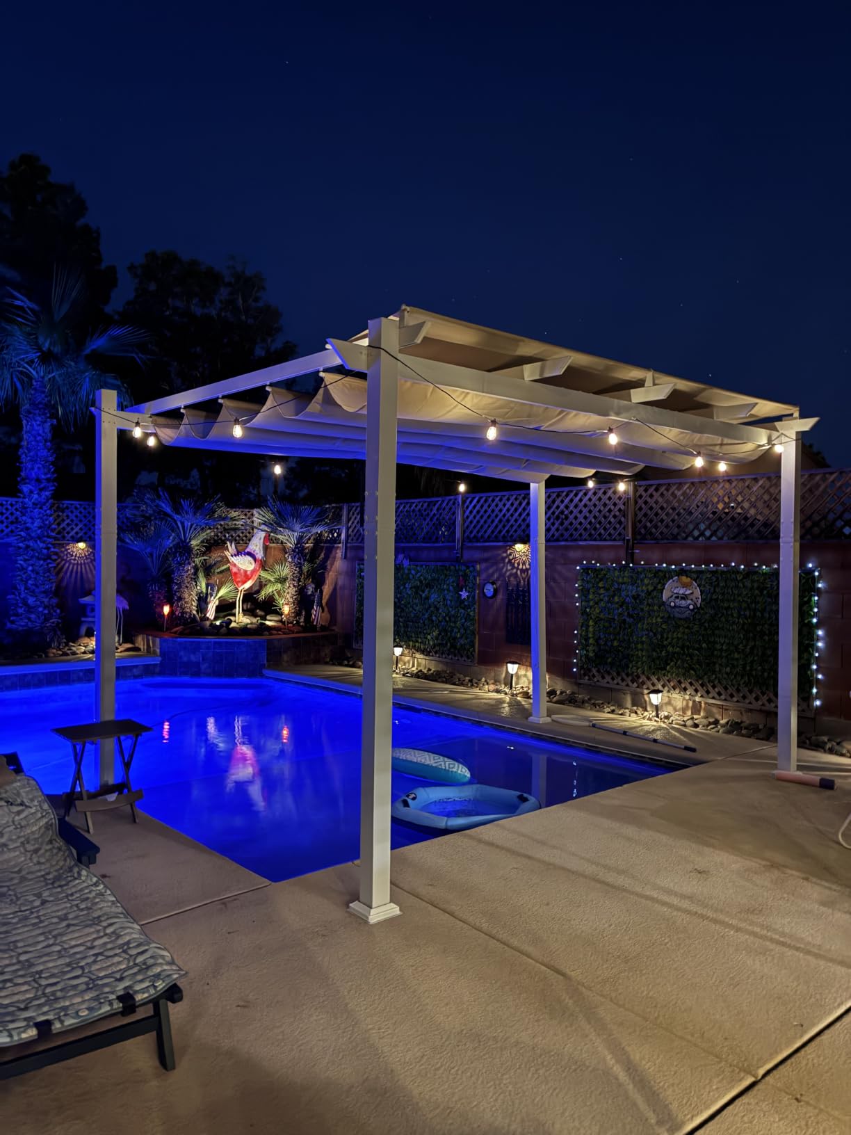 PURPLE LEAF Retractable Pergola 10' x 13' White Pergola, Extra Canopy, Grey customer photo 2