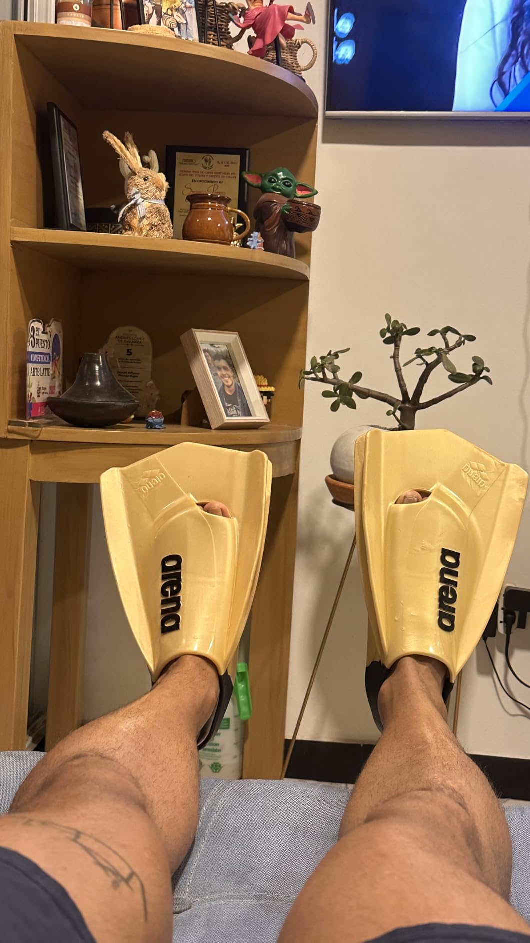 Arena Unisex Adult Powerfin Pro II Swim Training Fins Men and Women Silicone Short Blade Flippers Left-Right Customized, Sizes 4.5-13.5 customer photo 1