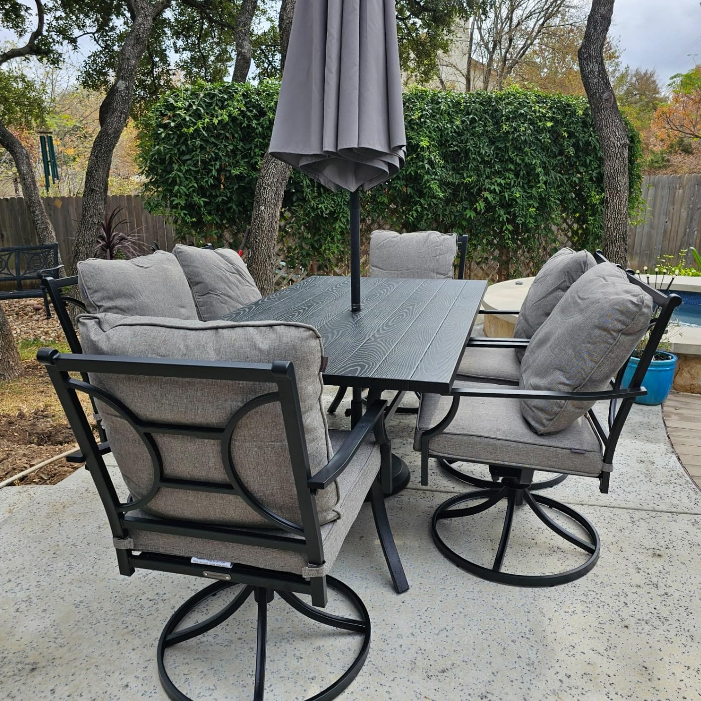 Grand patio 7-Piece Outdoor Dining Set for 6 with Swivel Patio Chairs customer photo 1