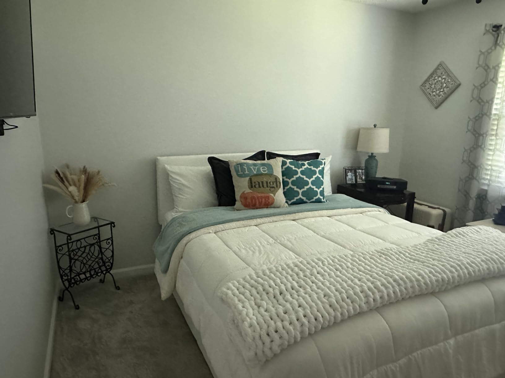 Allewie Queen Size Storage Bed Frame with 4 Underbed Drawers, Light Grey customer photo 2