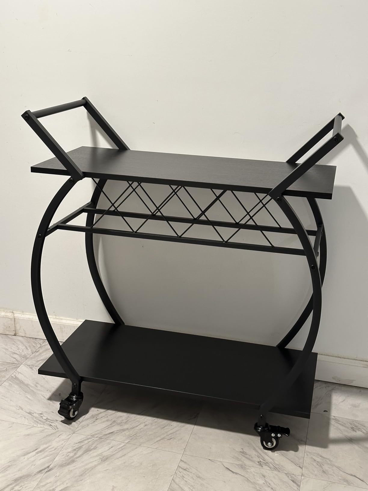 LVB Black Bar Cart with Wheels, Industrial Wine Cart with Storage for Home customer photo 1
