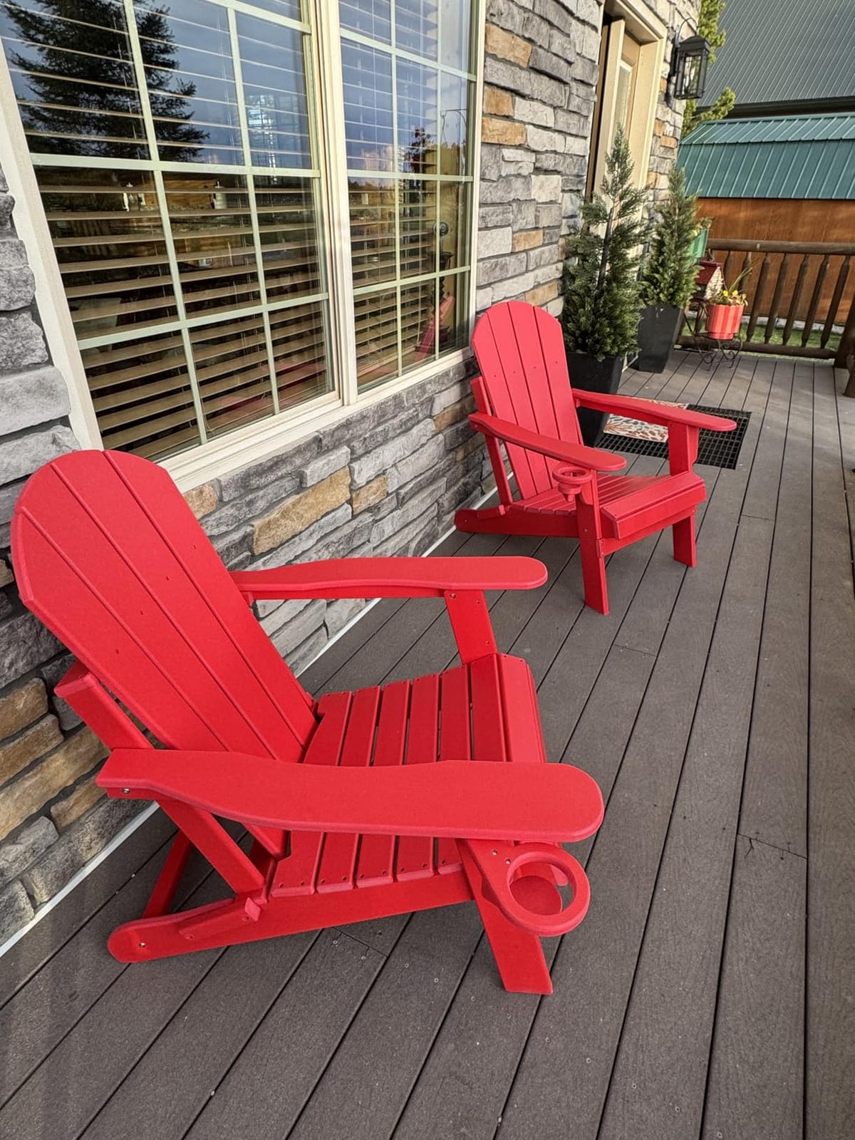 GREENVINES Folding-Adirondack-Chairs Set of 2, HDPE All Weather, Blue customer photo 1