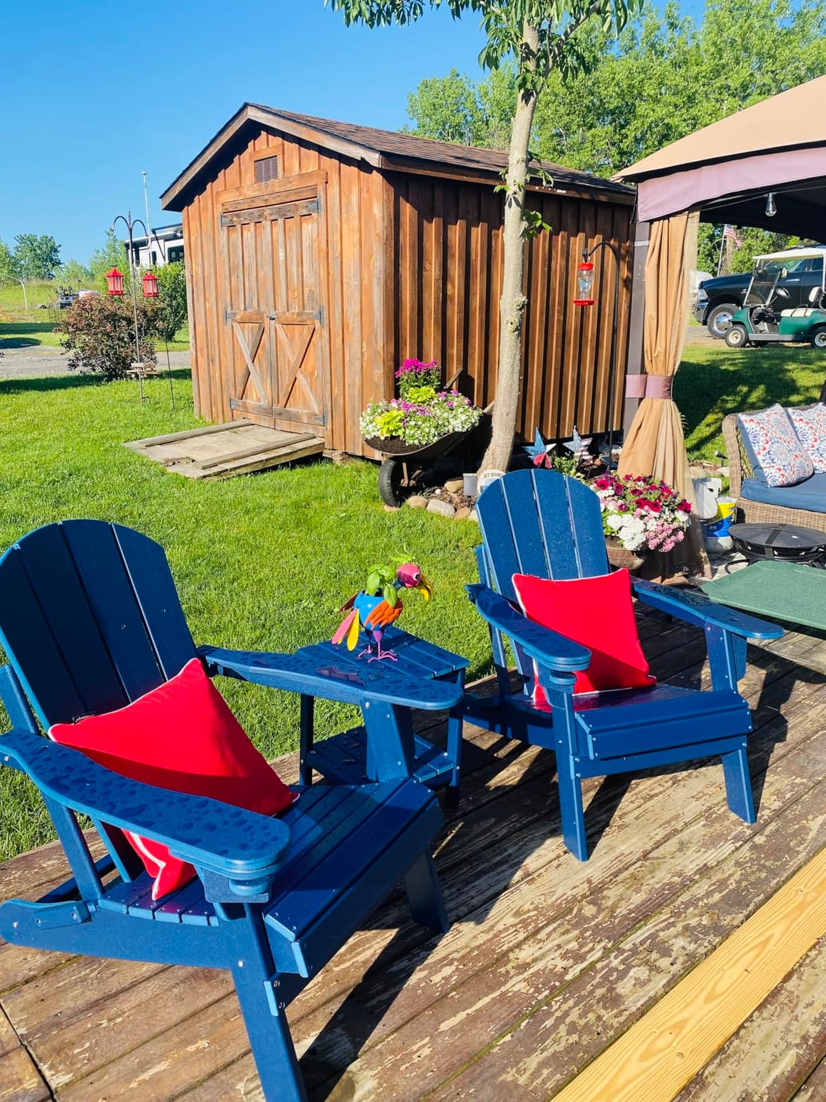 GREENVINES Folding-Adirondack-Chairs Set of 2, HDPE All Weather, Blue customer photo 2