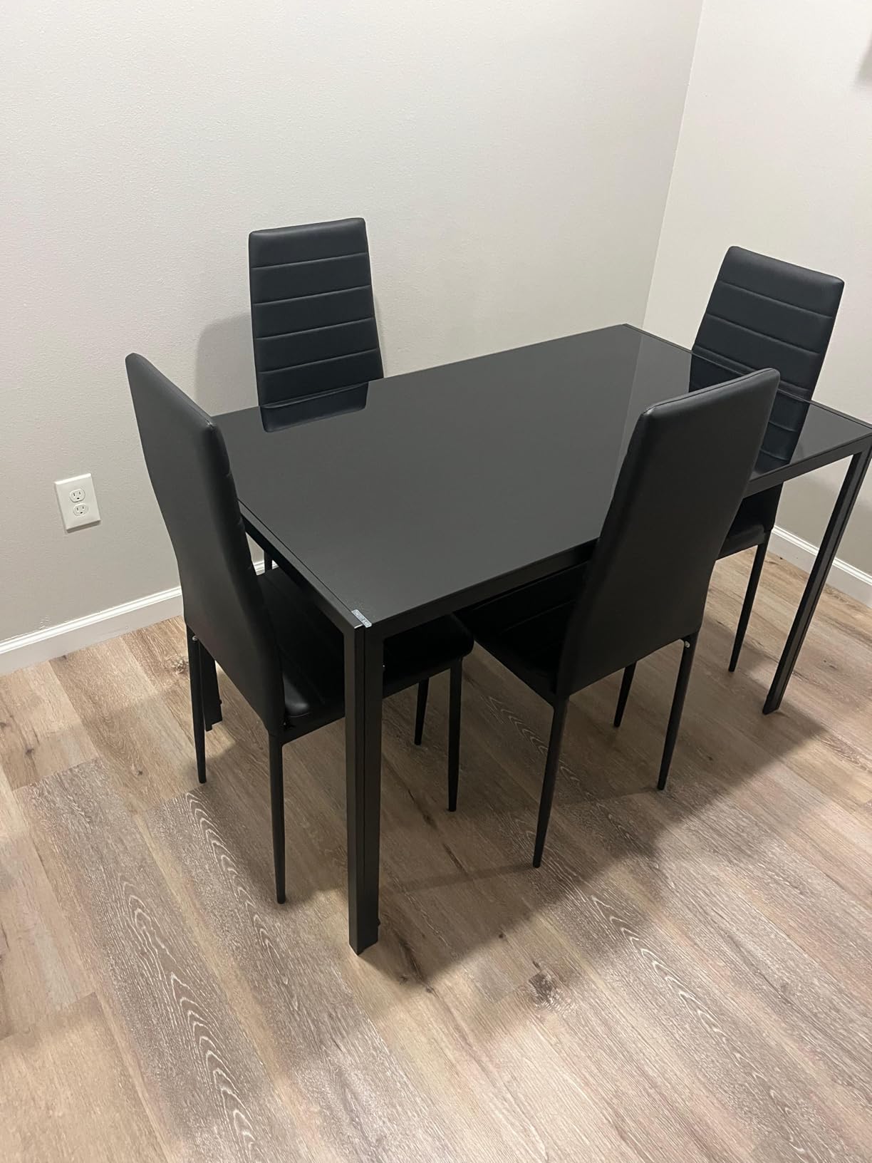 Gizoon Black 5 Piece Glass Dining Table Set, Kitchen Table and Chairs for 4 customer photo 2