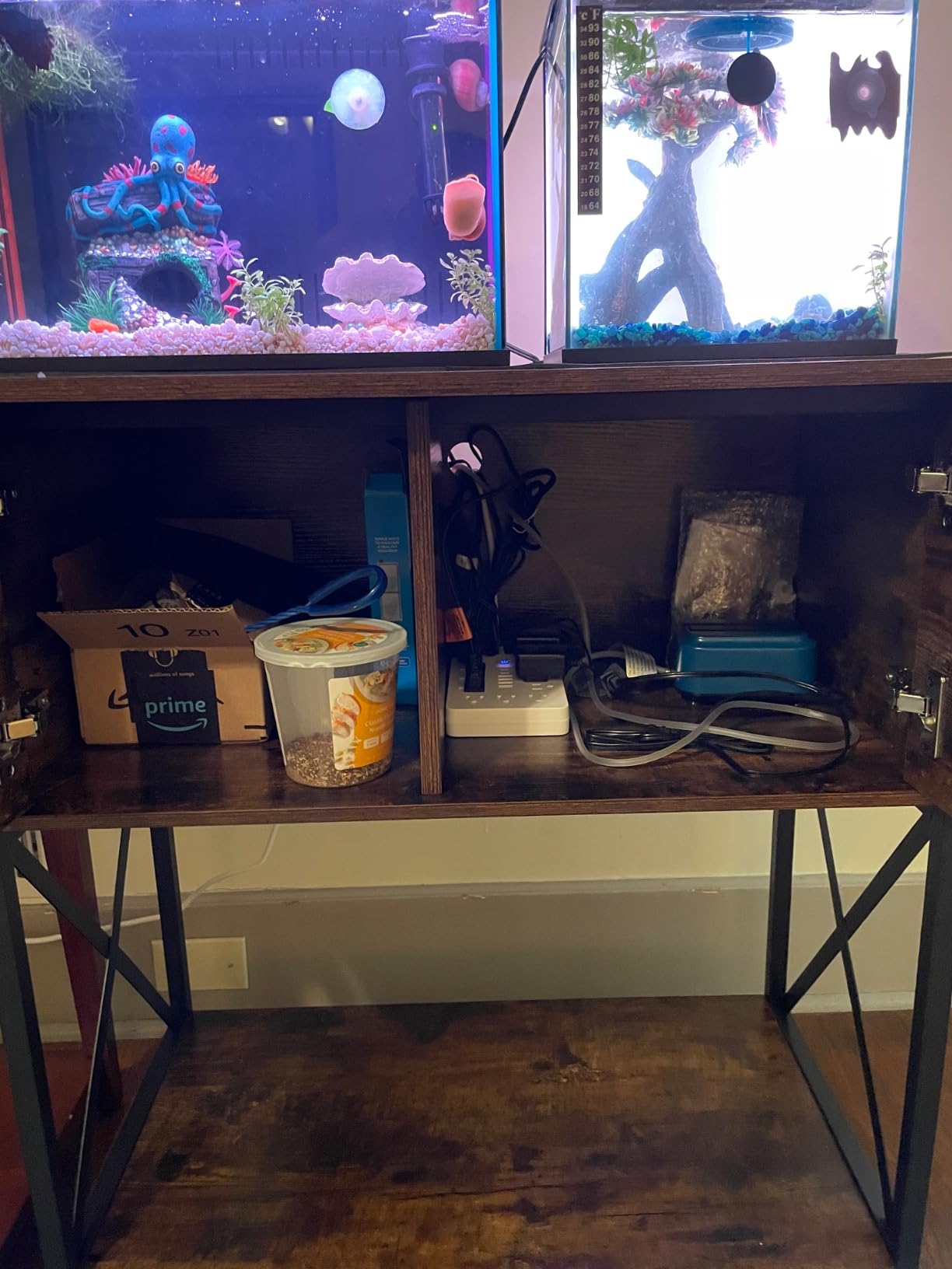 Herture 20-29 Gallon Aquarium Stand Metal Frame Fish Tank Stand with Cabinet Storage, for 20 Gallon Long Aquarium,30.7