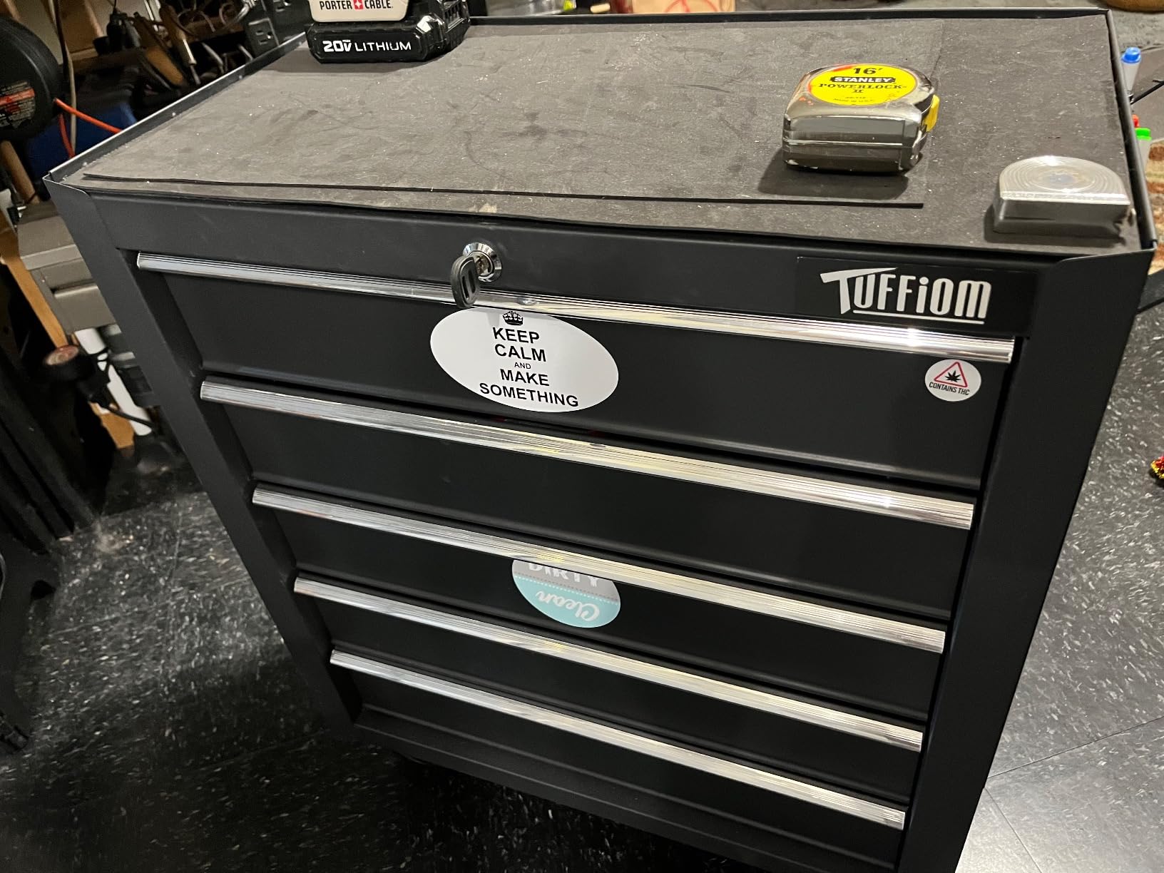 TUFFIOM 5-Drawer Rolling Tool Chest w/Drawers & Lock, Tool Storage Cabinet with Lockable Wheels, Top Cushion & Drawer Liners, Tool Organizer Box for Garage, Warehouse & Repair Sho customer photo 1