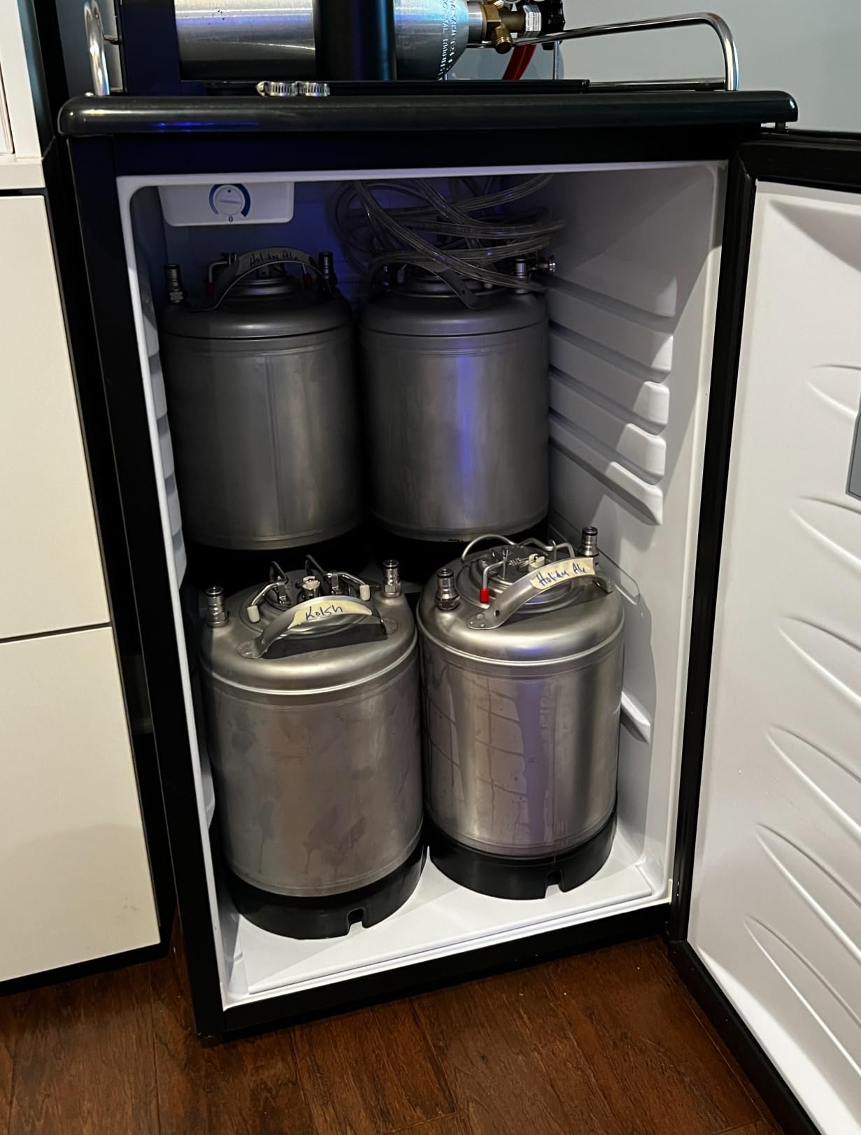 VEVOR Beer Kegerator, Dual Tap Commercial Draft Beer Dispenser for D system, Full Size Keg Refrigerator with 5lbs CO2 Tank, Hold 2 Sixth / 2 Ball lock keg, Black customer photo 1
