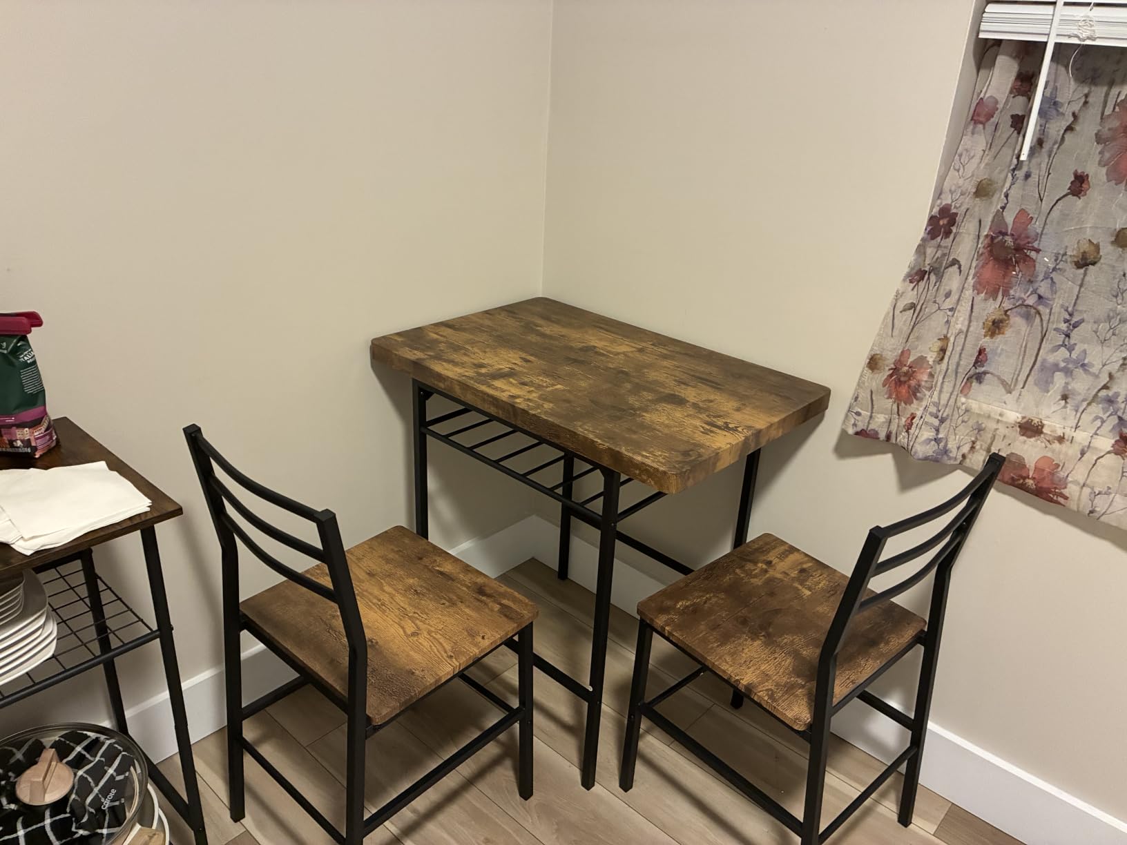 Best Choice Products 3-Piece Modern Dining Set, Space Saving Dinette for Kitchen, Dining Room, Small Space w/Steel Frame, Built-in Storage Rack - Medium Brown/Black customer photo 1