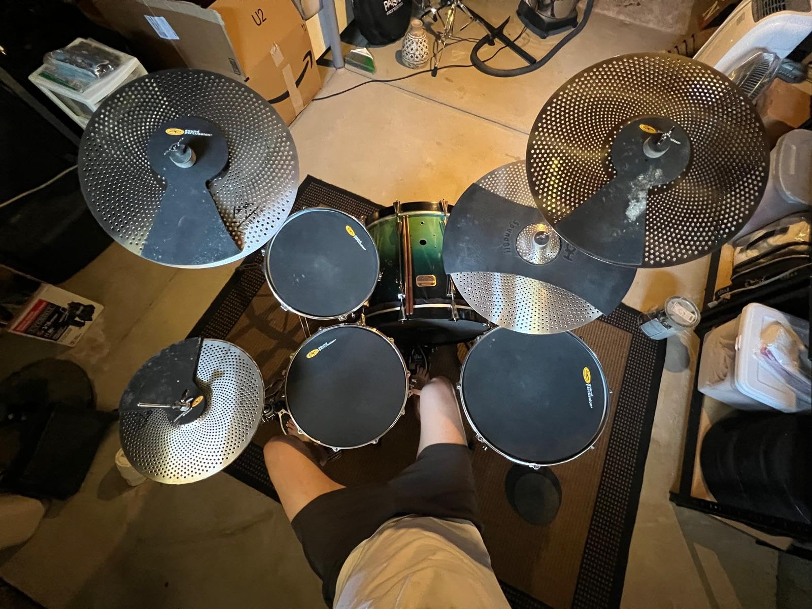 EASTROCK 5 Pieces Low Volume Cymbal Pack with Cymbal Bag and Felts,Golden | Cymbals for Drum Set (14