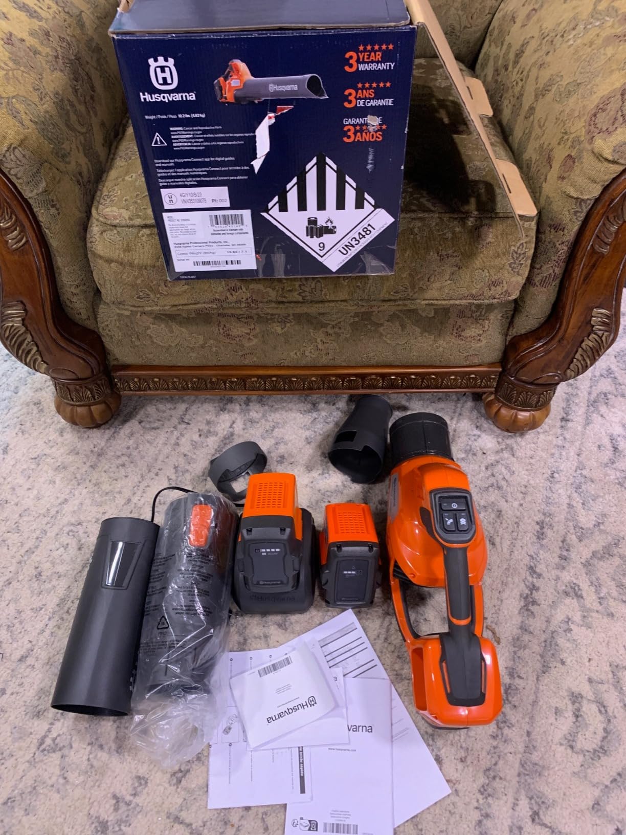 Husqvarna Leaf Blaster 350iB Leaf Blower Cordless, with Battery and Charger | 200-MPH 800-CFM brushless, 40V Lithium-Ion 7.5 Ah battery customer photo 2