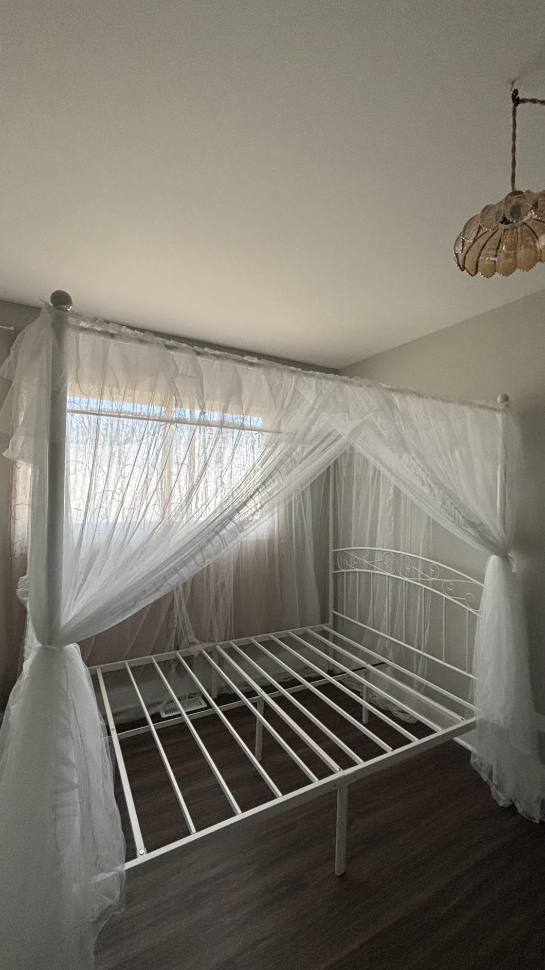 Queen Size Metal Canopy Bed Frame, Black customer photo 1