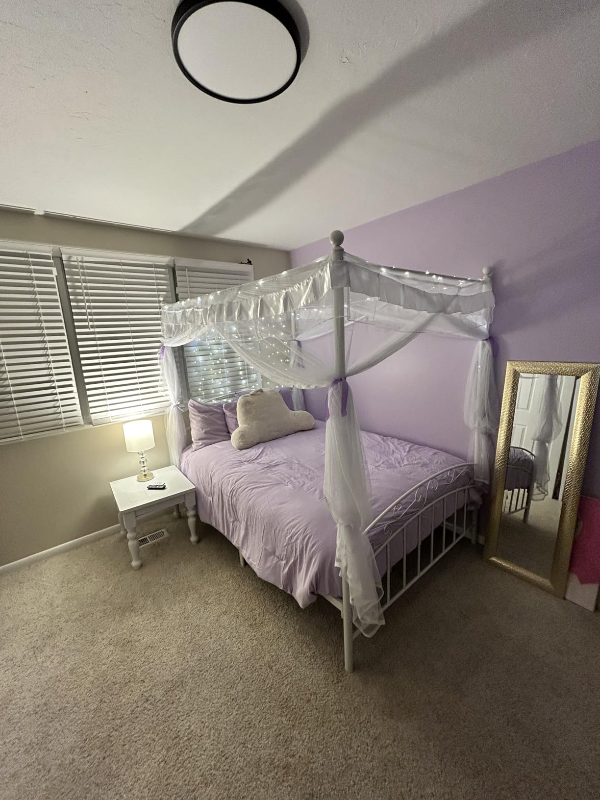 Queen Size Metal Canopy Bed Frame, Black customer photo 2