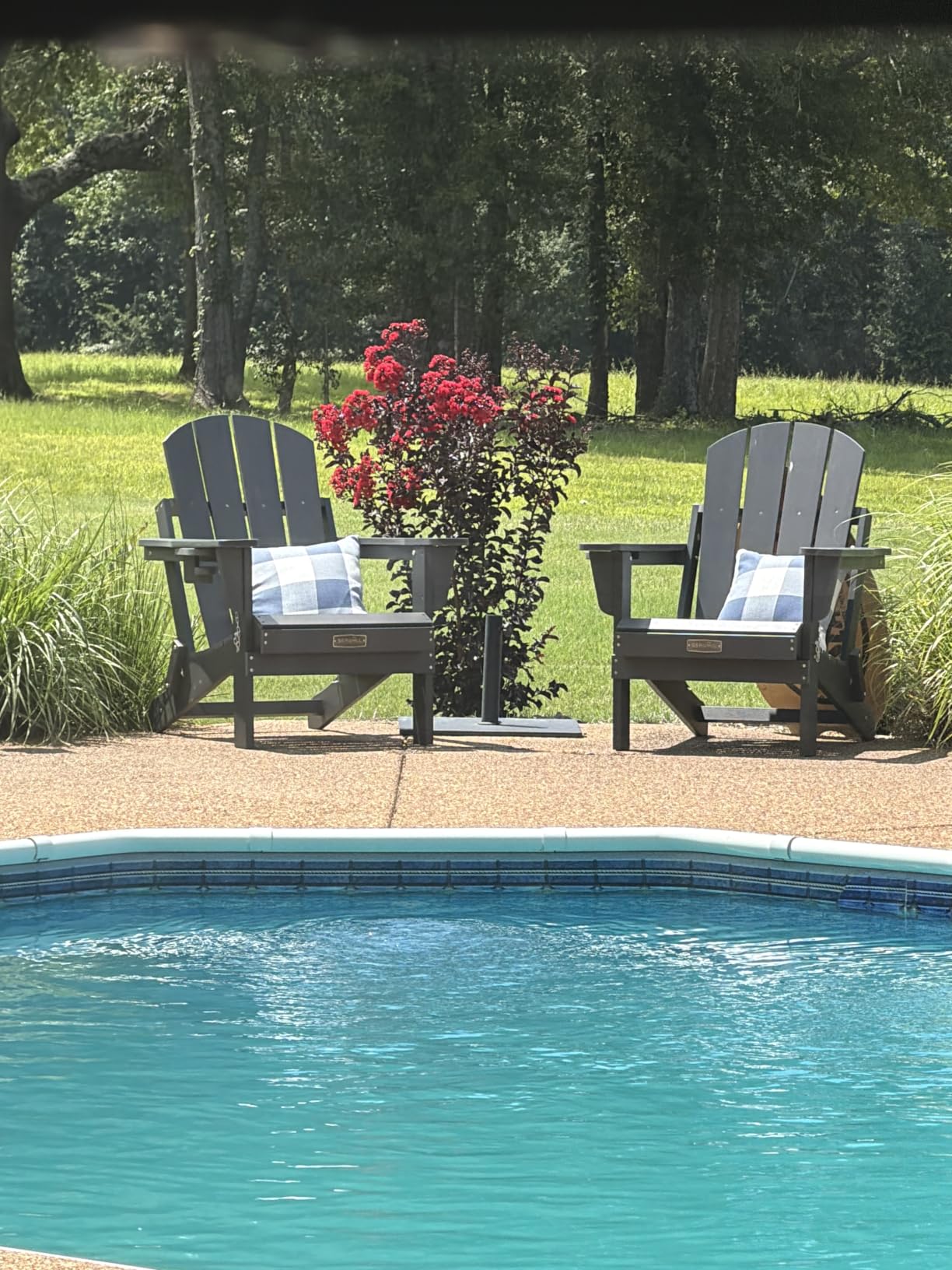 SERWALL Folding Adirondack Chair Set of 4, Fire Pit with Cup Holder -Black customer photo 1