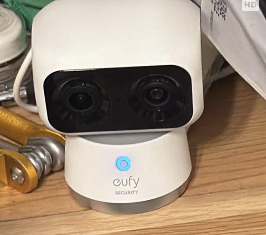 eufy Security 4K Indoor Cam S350, No Subscription, Dual Cameras, 8x Zoom | 360 degree Coverage, Works as a Pet Camera, Nanny/Senior/Baby Monitor, AI Auto-Tracking, Human/Pet/Cry Detection, 2.4/5 GHz Wi-Fi customer photo 1
