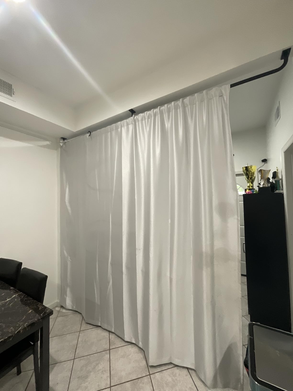 MaKefeile Room Divider Curtains Total Blackout Privacy Curtain Panel Room Thermal Insulated Noise Reduction Curtains for Bedroom Window Living Room Ceiling Track Curtain W 8.3 ft × H 7 ft Black customer photo 1