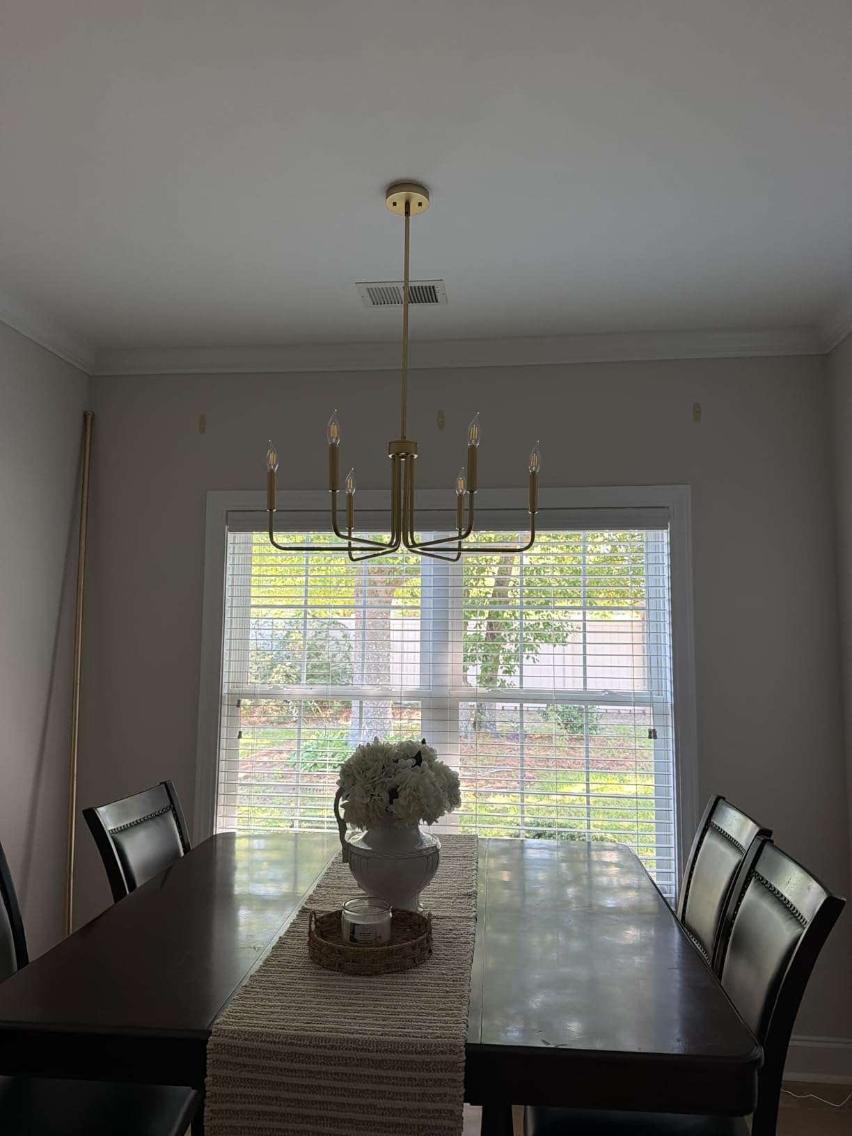 Black and Gold Chandelier, 6-Light Farmhouse Chandelier for Dining Room Lighting Fixtures Hanging, Dining Light Fixtures Industrial Modern Light Fixture for Bedroom, Foyer, Living Room and Entryway customer photo 2
