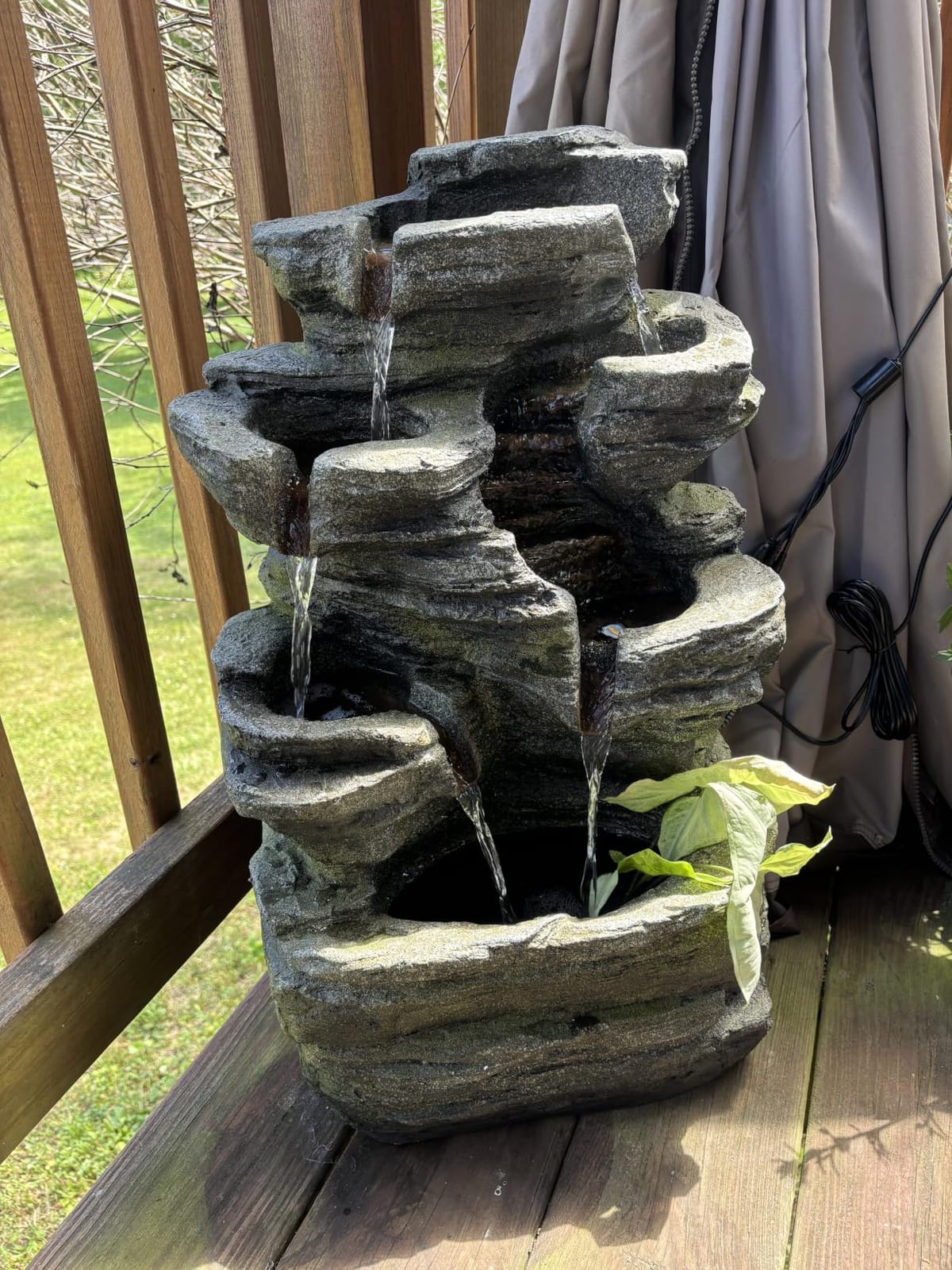 Bumilgar Outdoor Water Fountain 6-Tier Stacked Rock Design with LED Lights customer photo 1