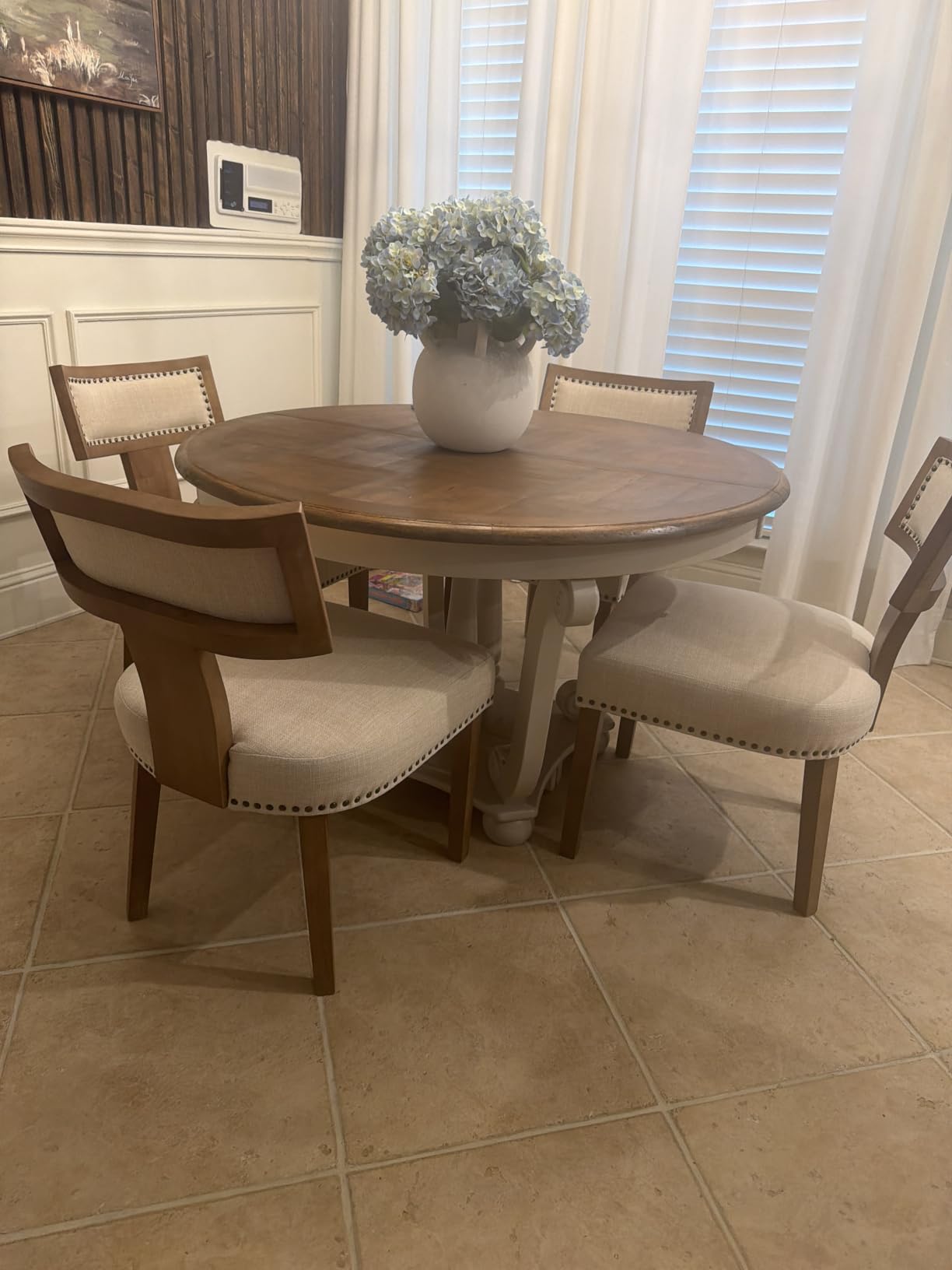 Wooden Dining Chairs Set of 2 Modern Fabric Upholstered Kitchen Chairs customer photo 1