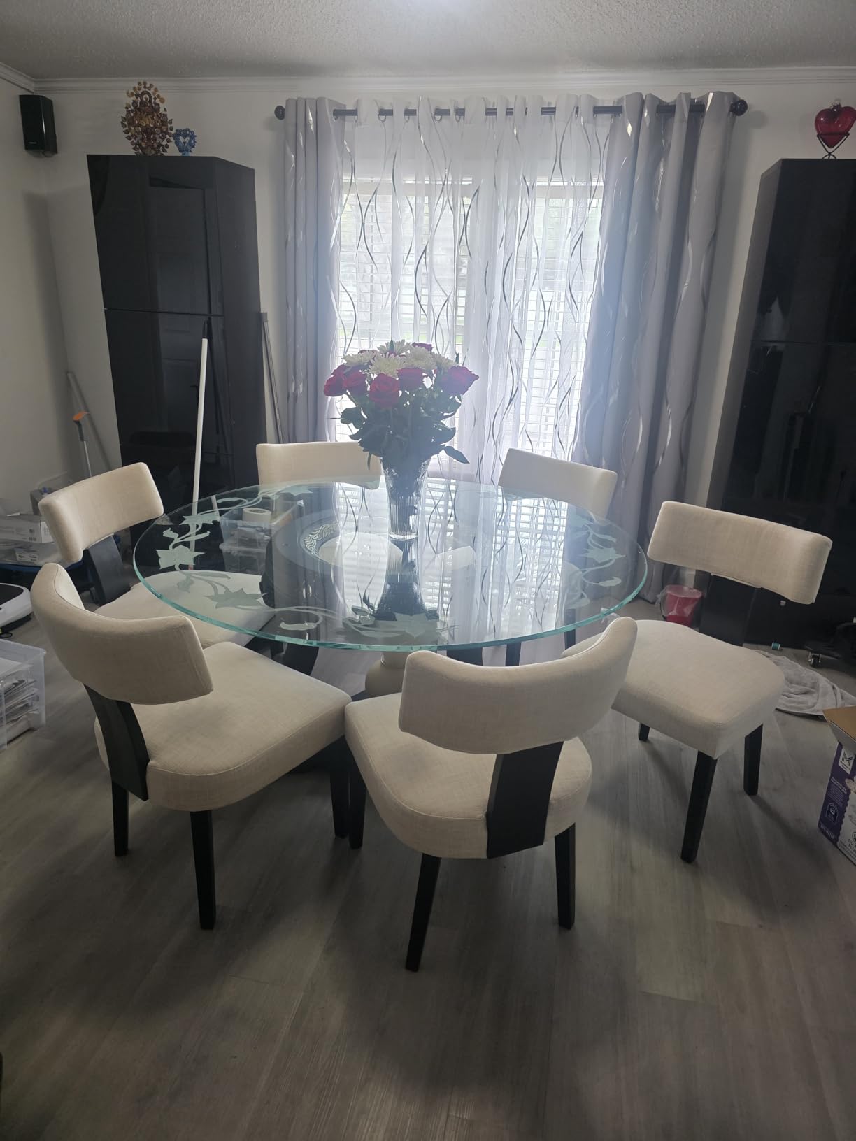 Wooden Dining Chairs Set of 2 Modern Fabric Upholstered Kitchen Chairs customer photo 2