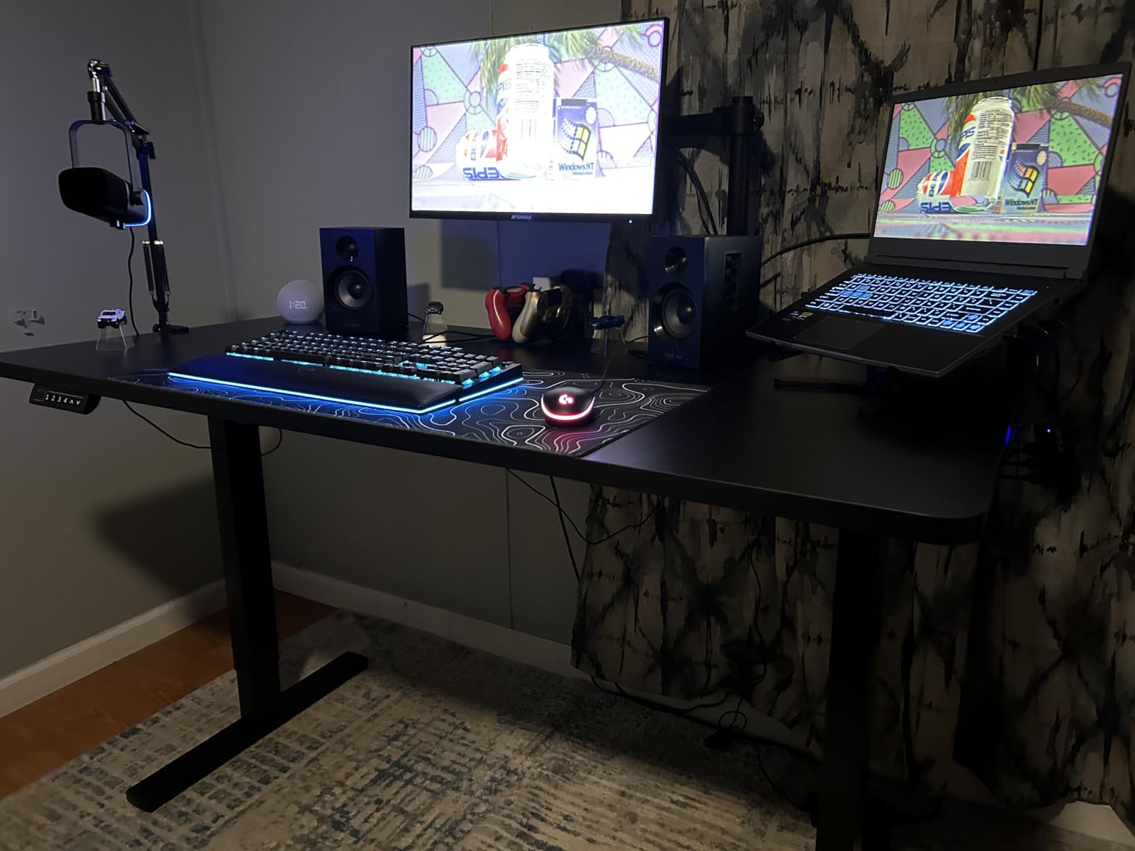 VIVO Black 60 x 30 in Standing Desk, DESK-KIT-1B6B-30 | Electric, Holds 220 lbs, Sit Stand, Height Adjustable, Extra Deep Table Top, Memory Presets, 1B Series, Black Frame customer photo 2
