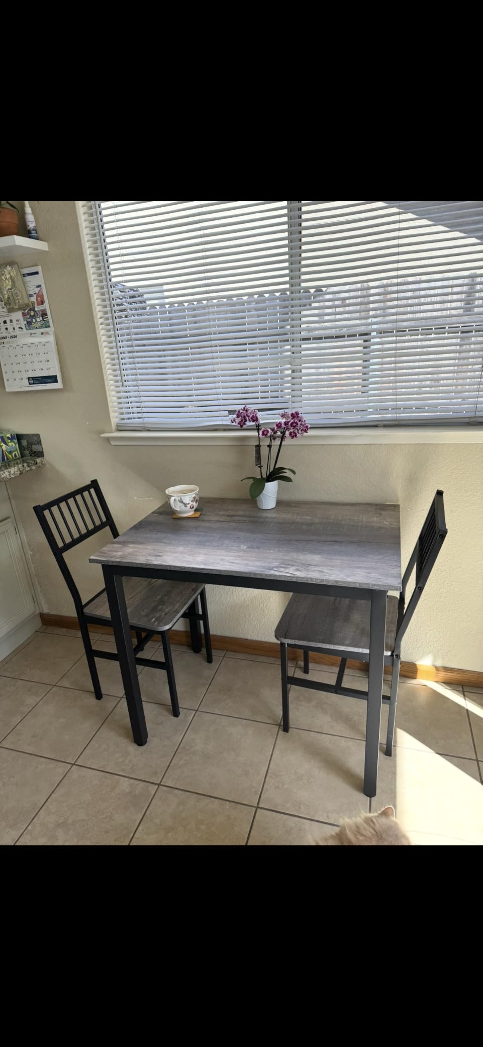 AWQM 3 Piece Dining Table, Small Kitchen Table Set for 2 with Chairs(Brown) customer photo 1