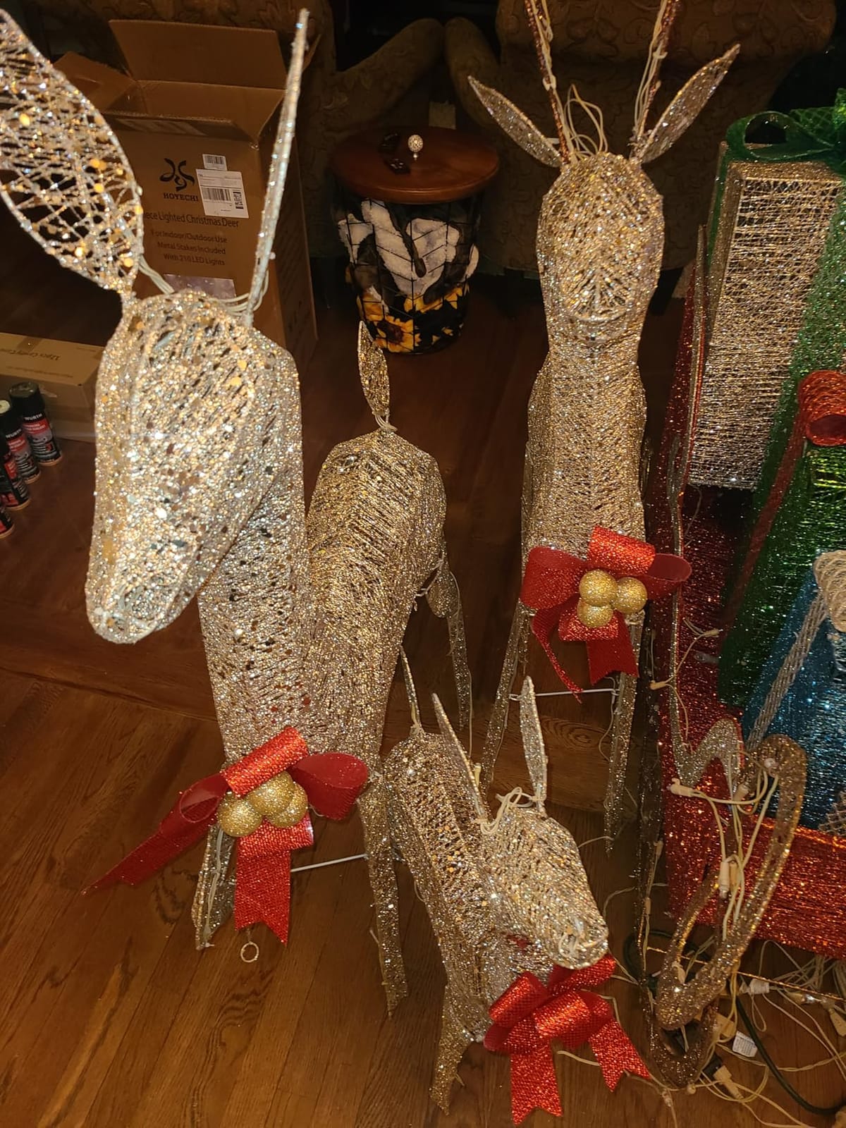 Christmas Decorations Outdoors Reindeer Family - Light up Christmas Decor Brown Deer 3 Piece with LED Lights, Extension Cord, Ground Stakes, for Outdoor Front Yard Porch - Brown customer photo 1