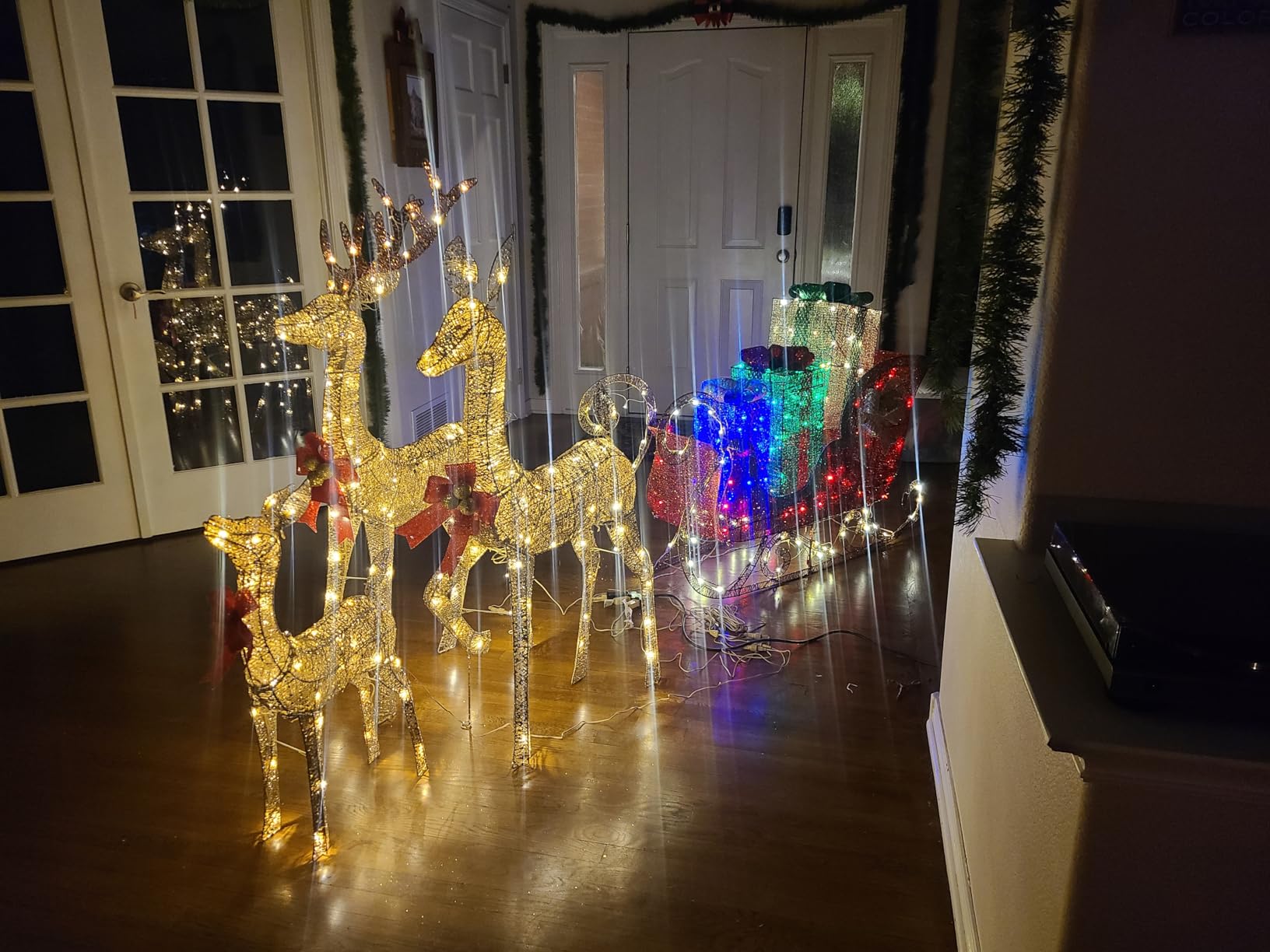 Christmas Decorations Outdoors Reindeer Family - Light up Christmas Decor Brown Deer 3 Piece with LED Lights, Extension Cord, Ground Stakes, for Outdoor Front Yard Porch - Brown customer photo 2