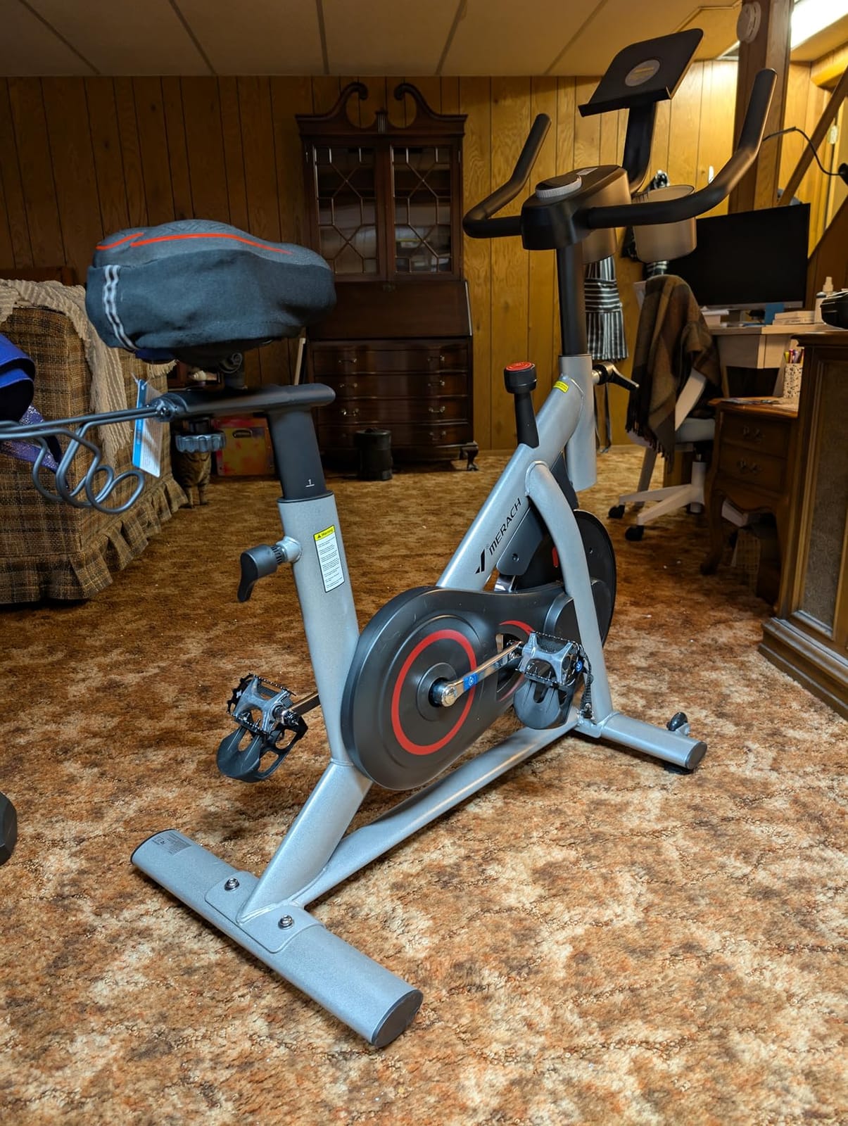 MERACH Exercise Bike, Magnetic Friction Stationary Bike for Home with APP customer photo 2