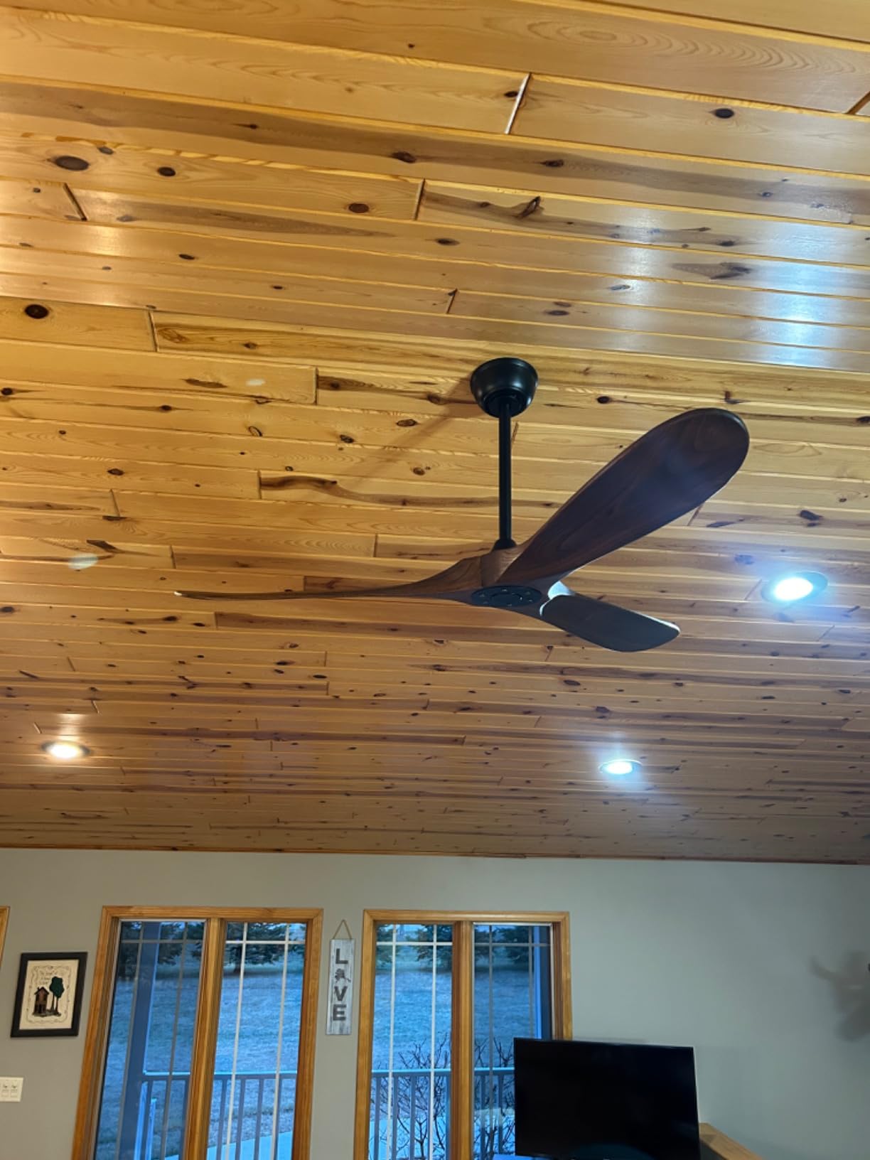 52 Inch Black Outdoor Ceiling Fan No Light, 3 Blade Wood Propeller Ceiling Fans for Patios, Wet Rated Indoor Ceiling Fan without Light for Living Room Bedroom with Remote customer photo 1