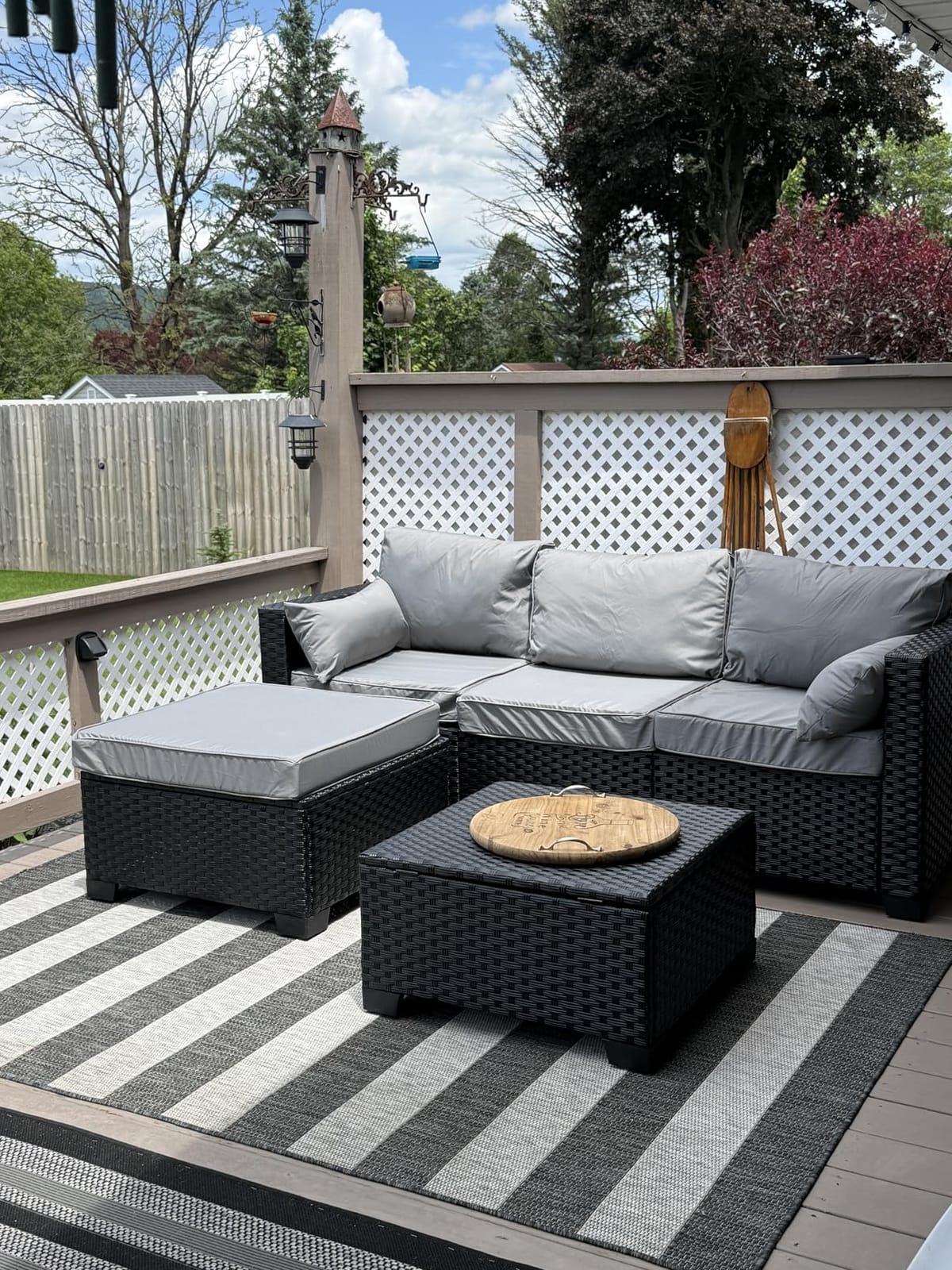 Rattaner Outdoor Furniture Set 3 Pieces Wicker Patio Furniture Outdoor Sectional Patio Couch Outdoor Coffee Table All-Weather Non-Slip Cushions Waterproof Covers, Peacock Blue customer photo 1
