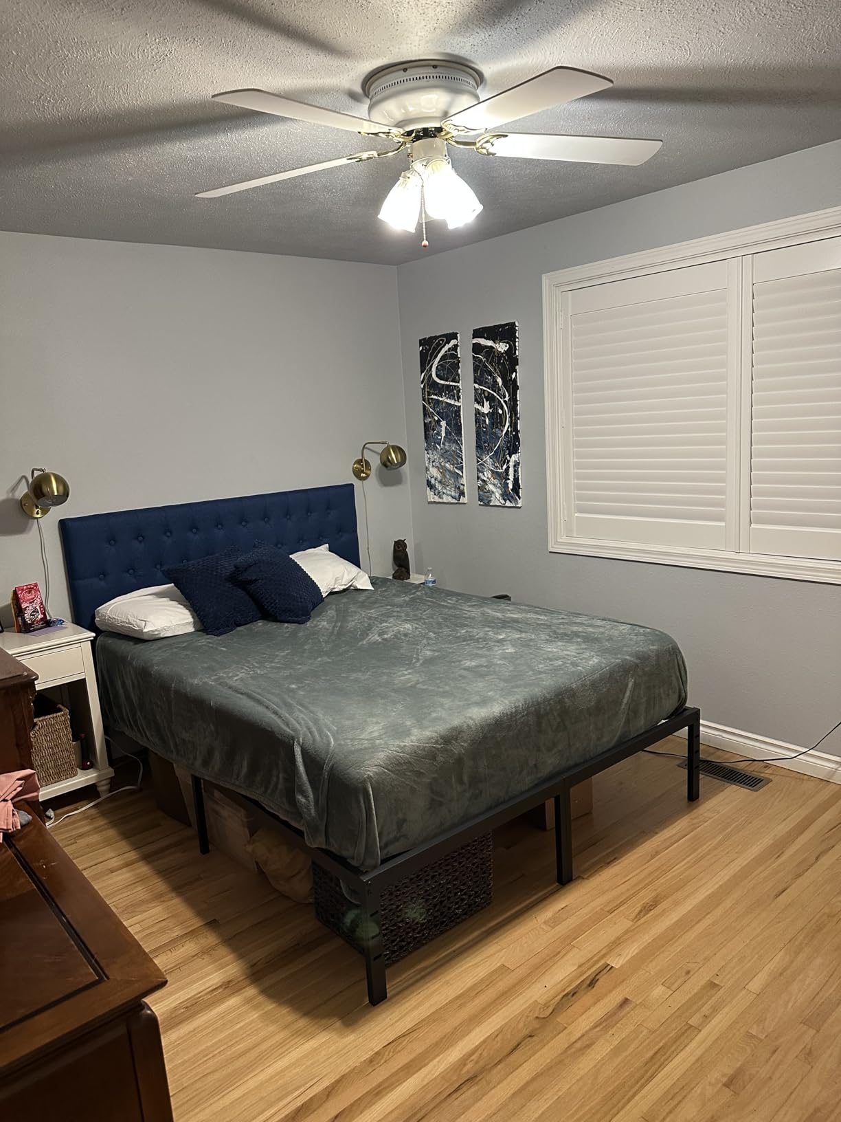 Tufted Upholstered Headboard Queen Size, Adjustable Height 37- 51 in, Beige customer photo 2