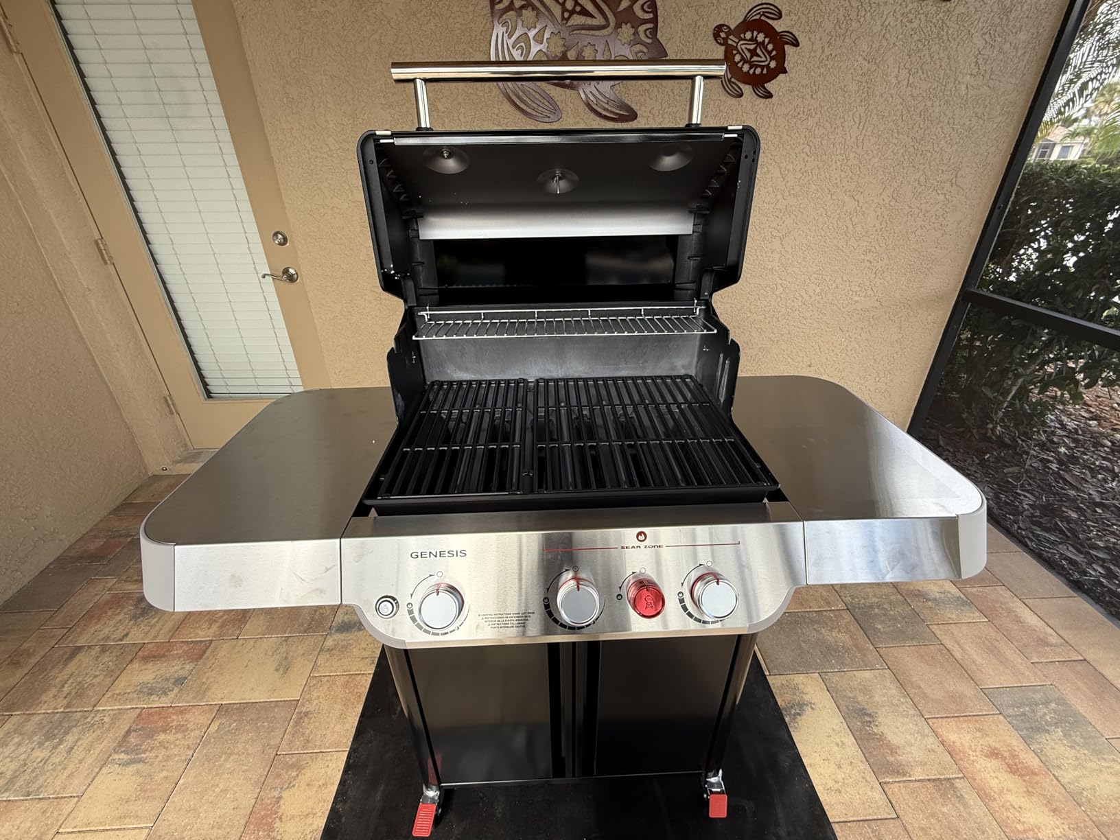 Weber Genesis E-325 Gas Grill, Outdoor Cooking, Propane Grill, Black | 3 PureBlu Burners, XL Sear Zone, Porcelain-Enameled Cast-Iron Grates, Stainless-Steel Side Tables, BBQ Grill customer photo 1