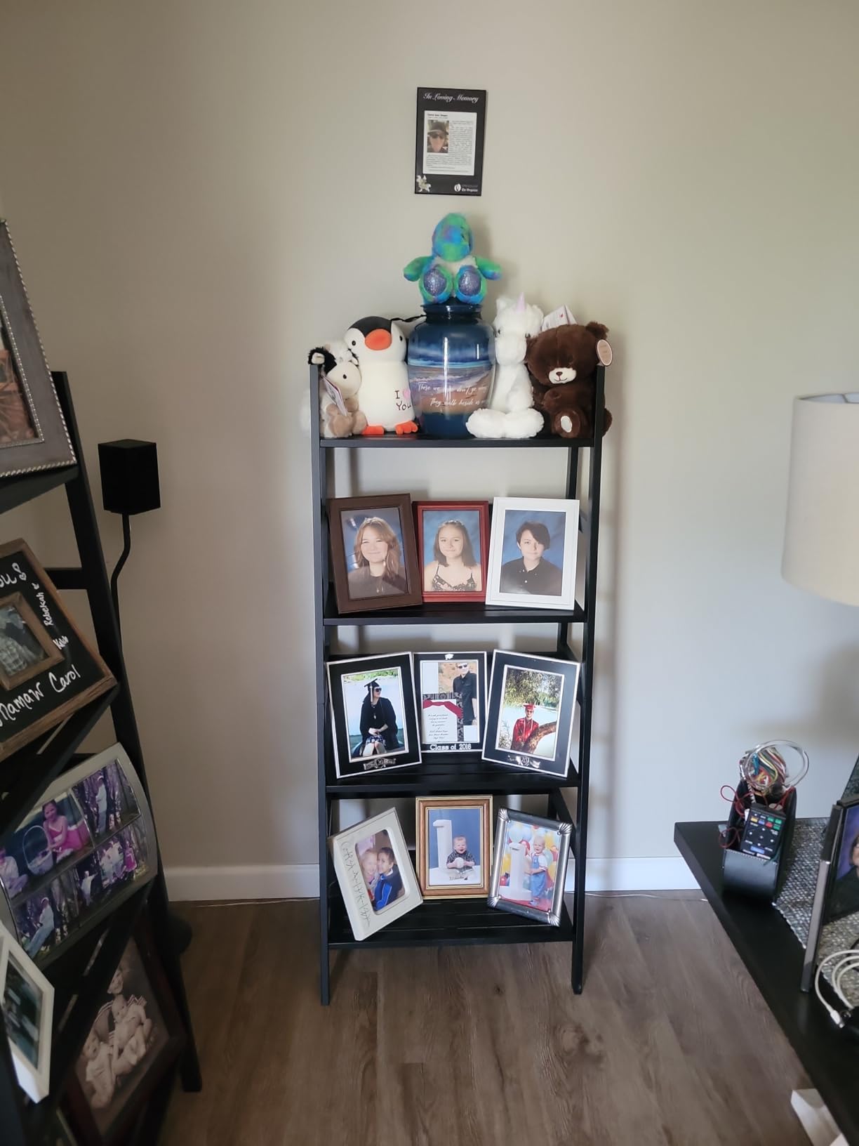 HITNET Black Bookshelf, 4-Tier Ladder Shelf, Freestanding Leaning Bookcase with Bamboo Shelves, Space Saving Flower Plant Stand for Small Space customer photo 1