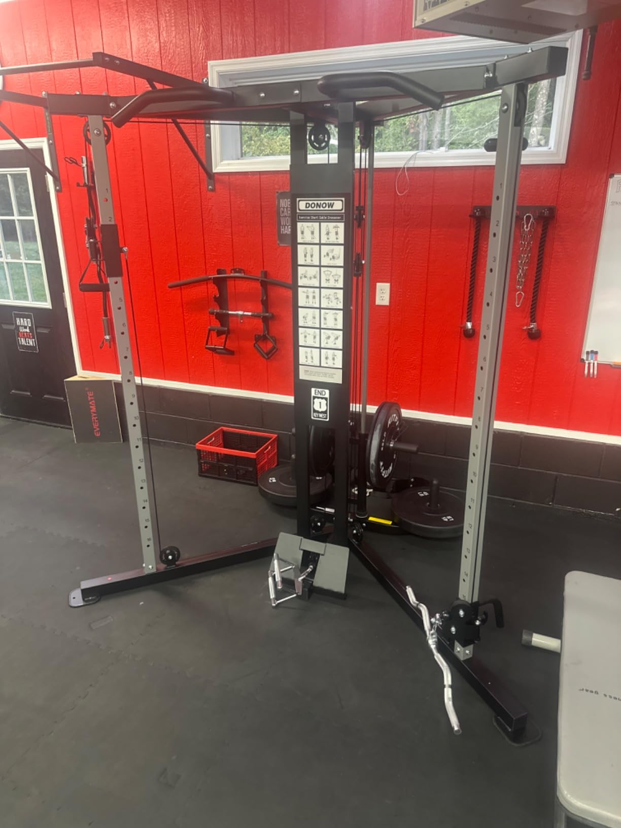 DONOW Cable Crossover Machine, Cable Fly Machine Home Gym System Workout Station with Dual Pulley System Pull-Up Bar Cable Bar and LAT Pull Down System customer photo 2