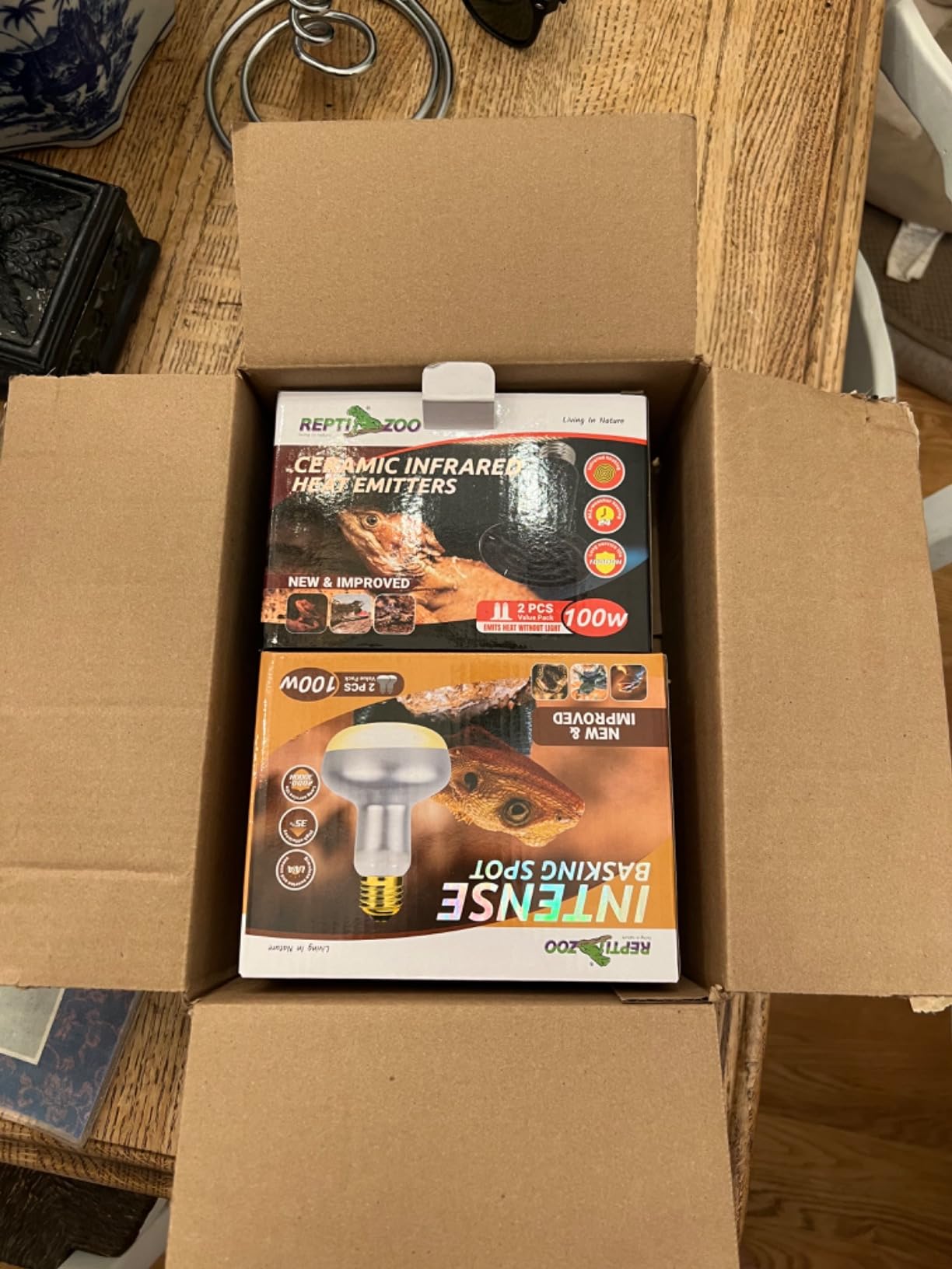 REPTI ZOO 100W Reptile Heat Lamp 2Pack Ceramic Heat Emitter Night Heat Lamp Bulbs Reptile Terrarium Heat lamp Tank Heat Bulb for Turtle Bearded Dragon Gecko Lizard Snake Chicken E26 customer photo 2