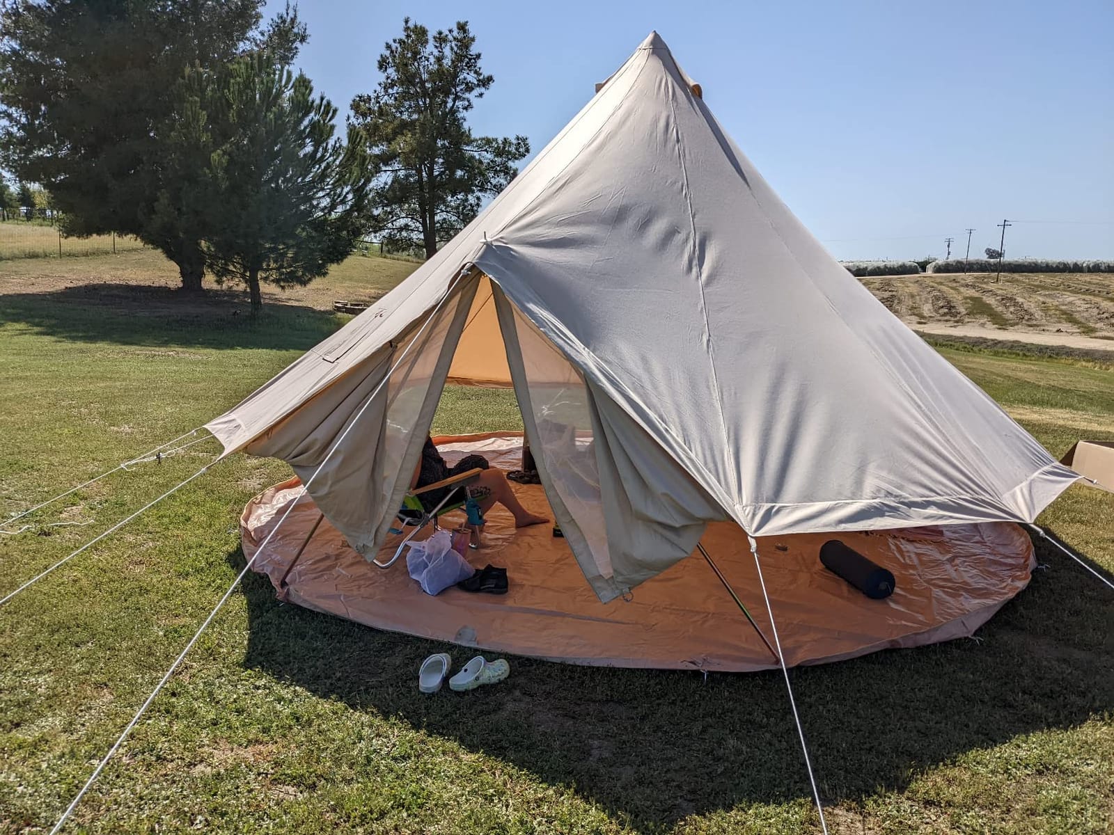 Canvas Bell Tent With Stove Jack - Waterproof and Breathable Yurt, Glamping Tent With Detachable Groundsheet for Camping Party customer photo 1