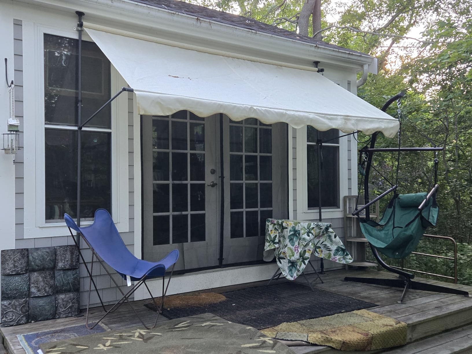 KELIXU Manual Retractable Awning, 118-Inch Adjustable Retractable Awnings for Patio Door Exterior Sunshade Shelter, Window Awning Canopy with UV Protection for Backyard, Garden, Balcony - Gray customer photo 2