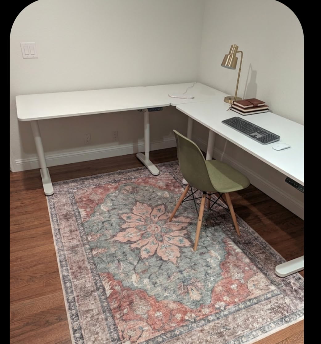 RELEANY Washable Area Rug, 8'x10', Brick/Brown/Green customer photo 2