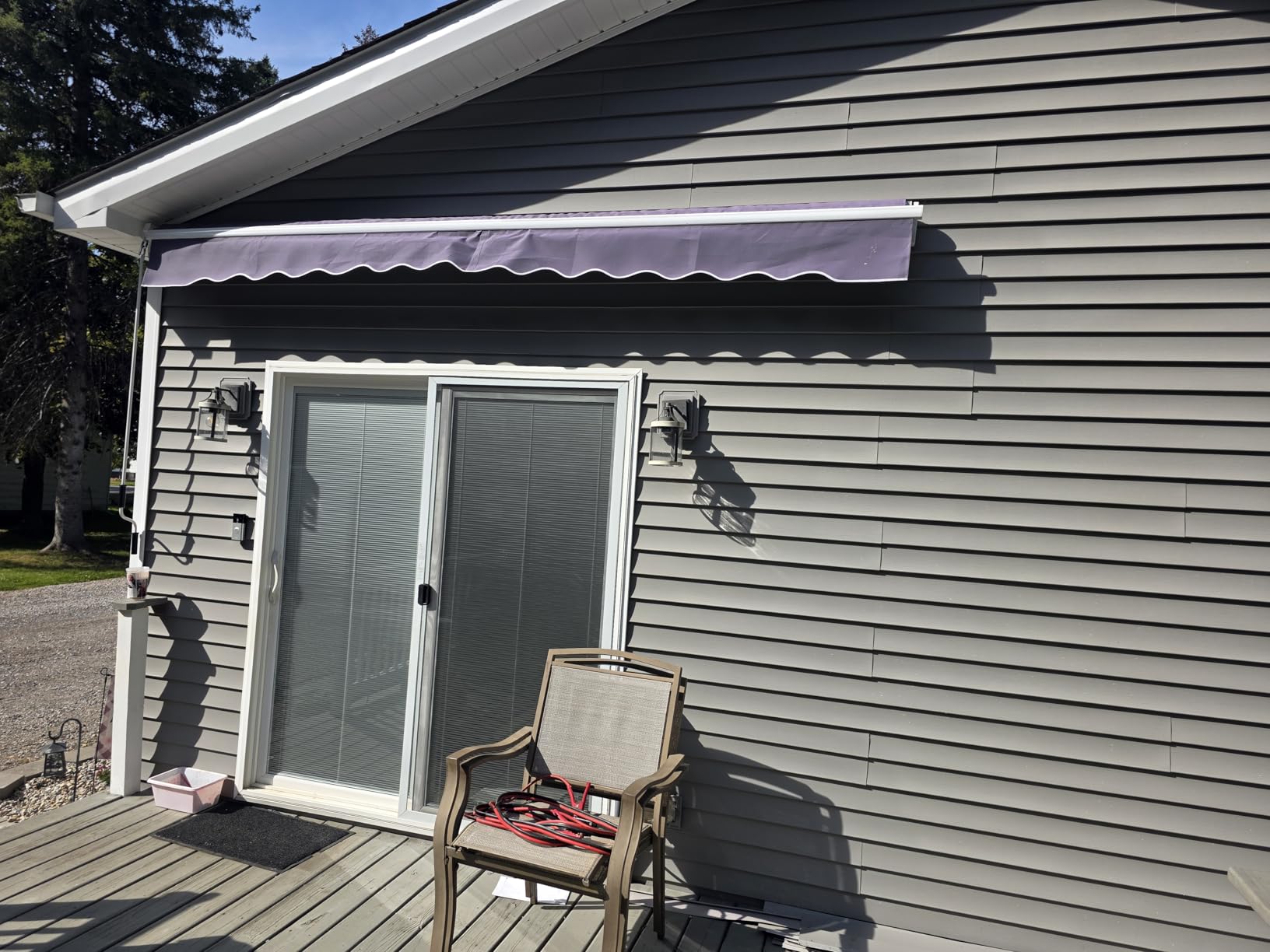 VEIKOU 12' x 10' Awnings for Patio, Retractable Awning with Adjustable Canopy, Aluminum Frame, Manual Patio Awning Sun Shade Shelter for Window, Door, Deck, Garden, Gray customer photo 1