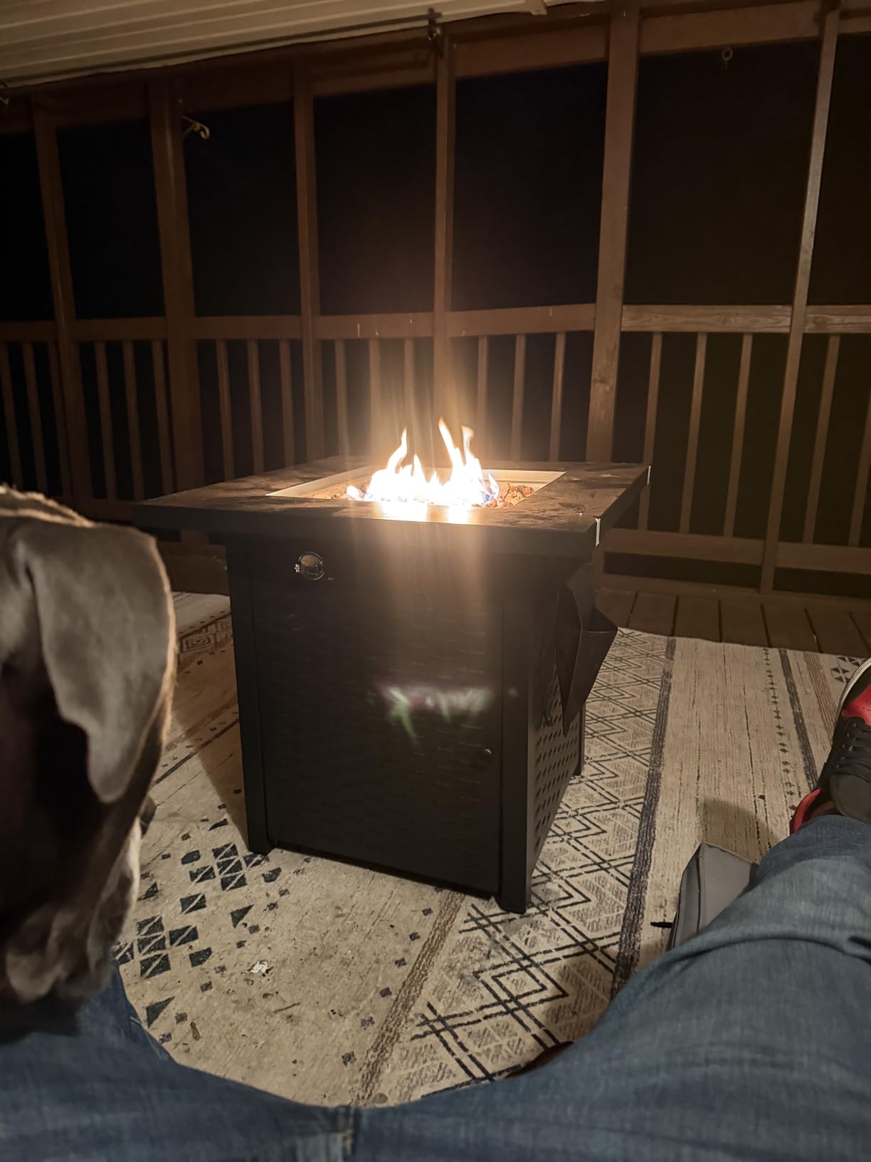 Ciays 42 Inch Gas Fire Pit Table, 60,000 BTU Propane Pits for Outside with Steel Lid and Lava Rock, 2 in 1 Firepit Table customer photo 1